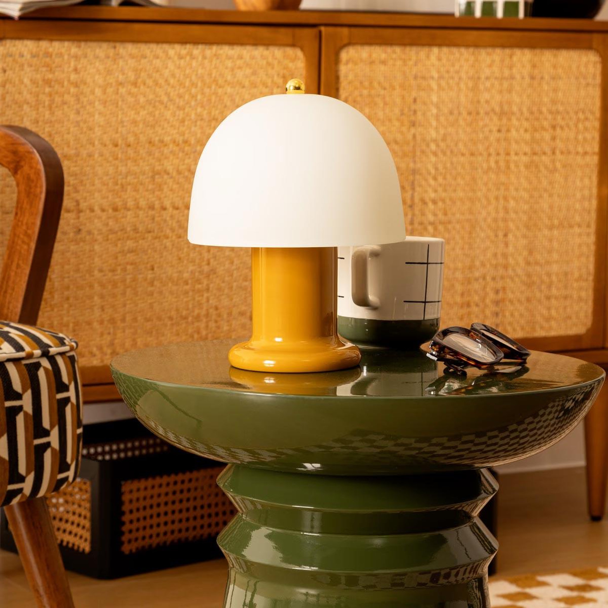 Voir la diapositive 3 : ATMOSPHERA Lampe à poser led  rick  21cm jaune