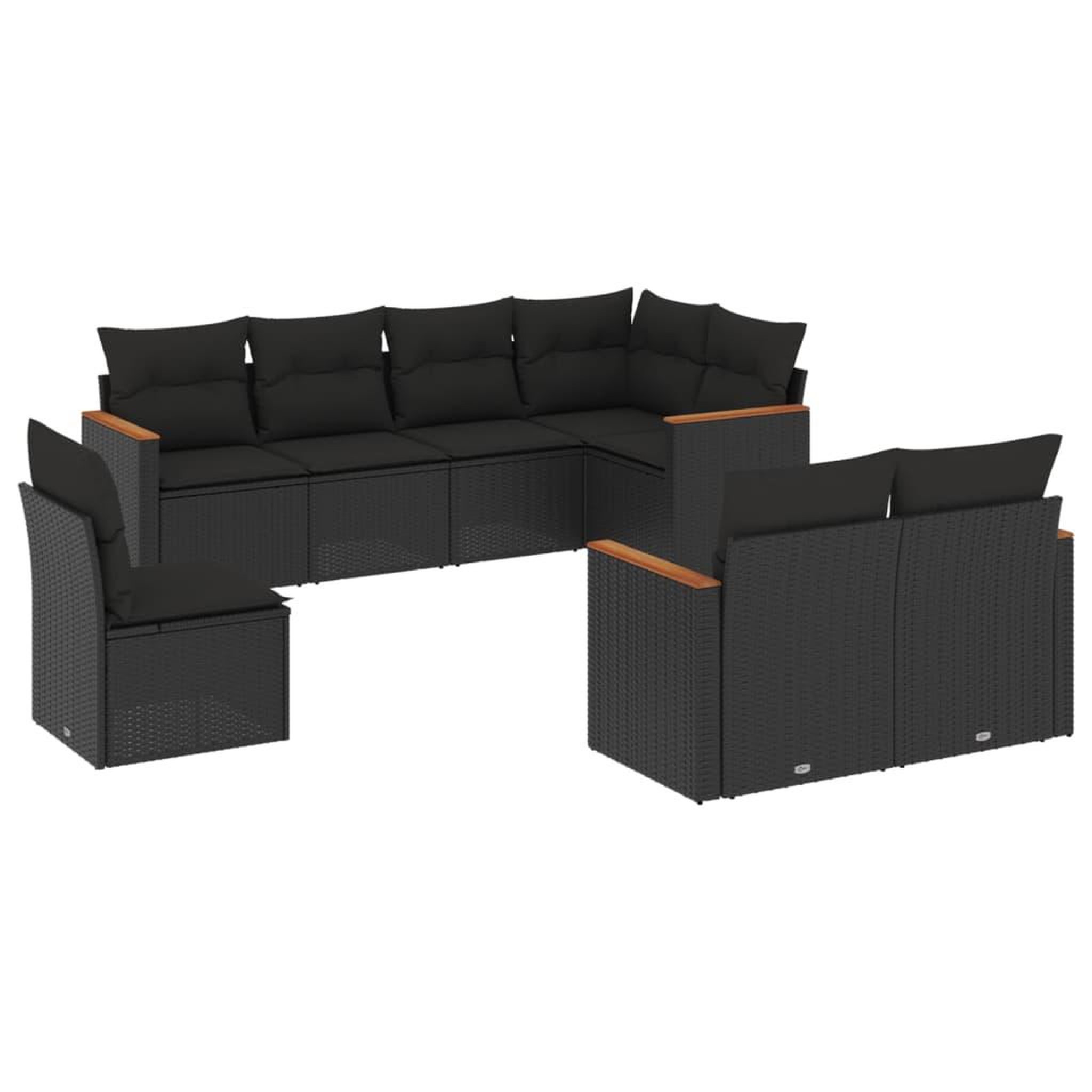 Voir la diapositive 2 : VIDAXL Salon de jardin 8 pcs avec coussins noir resine tressee