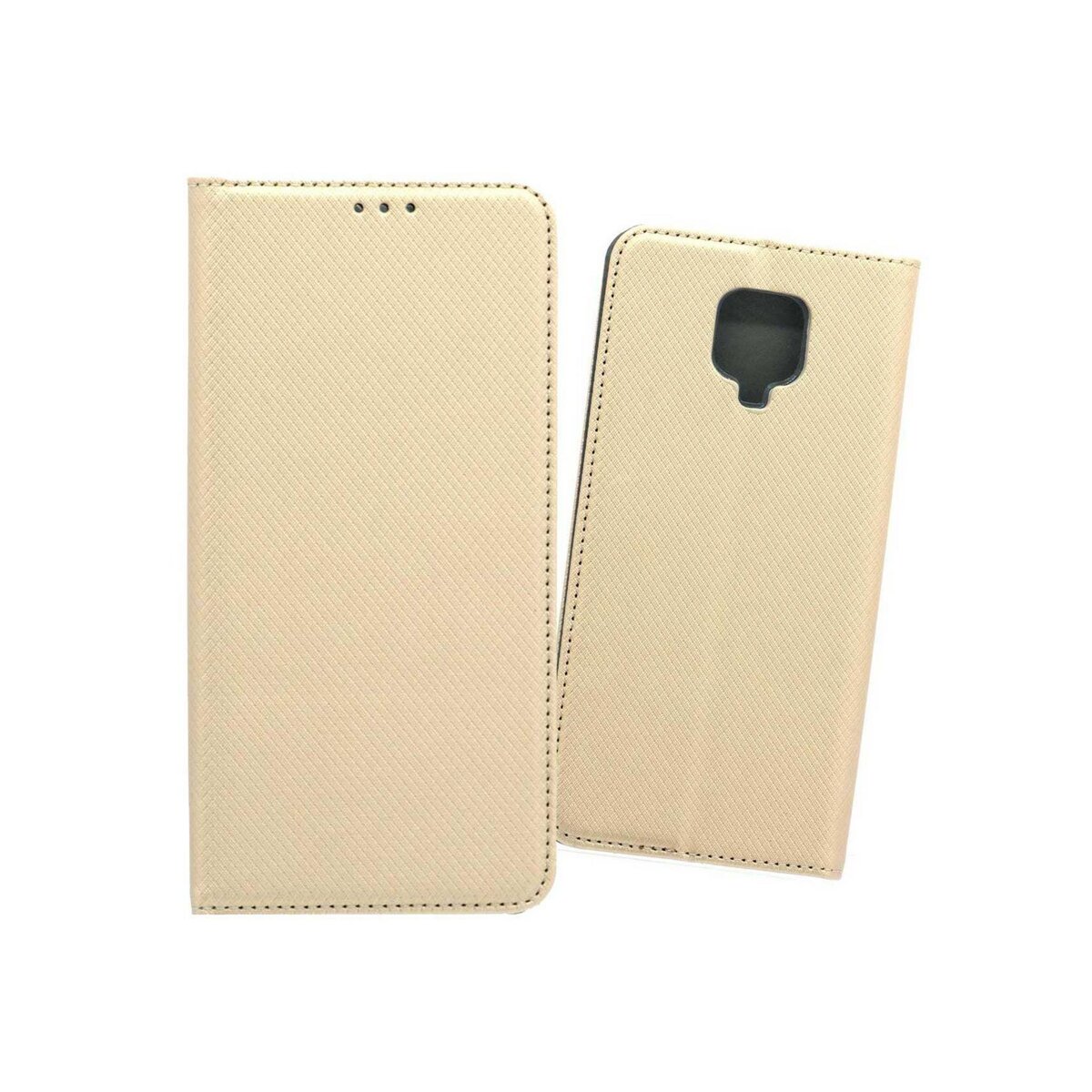 amahousse Housse Xiaomi Redmi Note 9S/ 9 Pro folio doré texturé et rabat aimanté