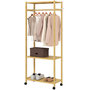 Voir la diapositive 5 : HOMCOM Portant à vêtements mobile bois bambou penderie 2 étagères