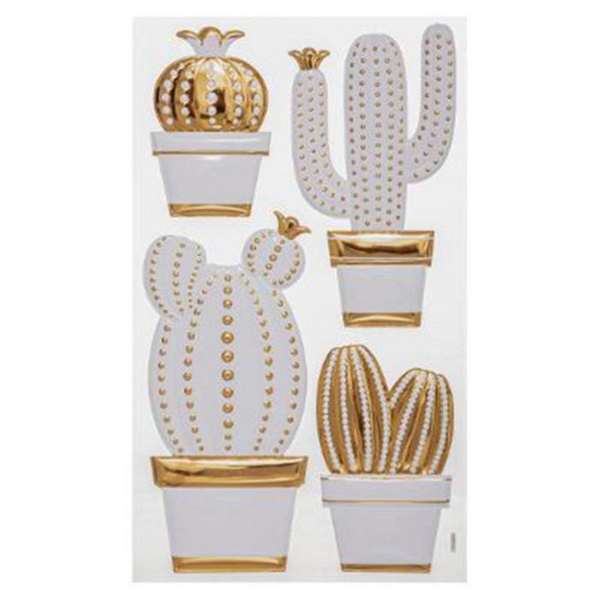 Stick'n Look Stickers Brillants  Cactus  24x41cm Blanc & Or