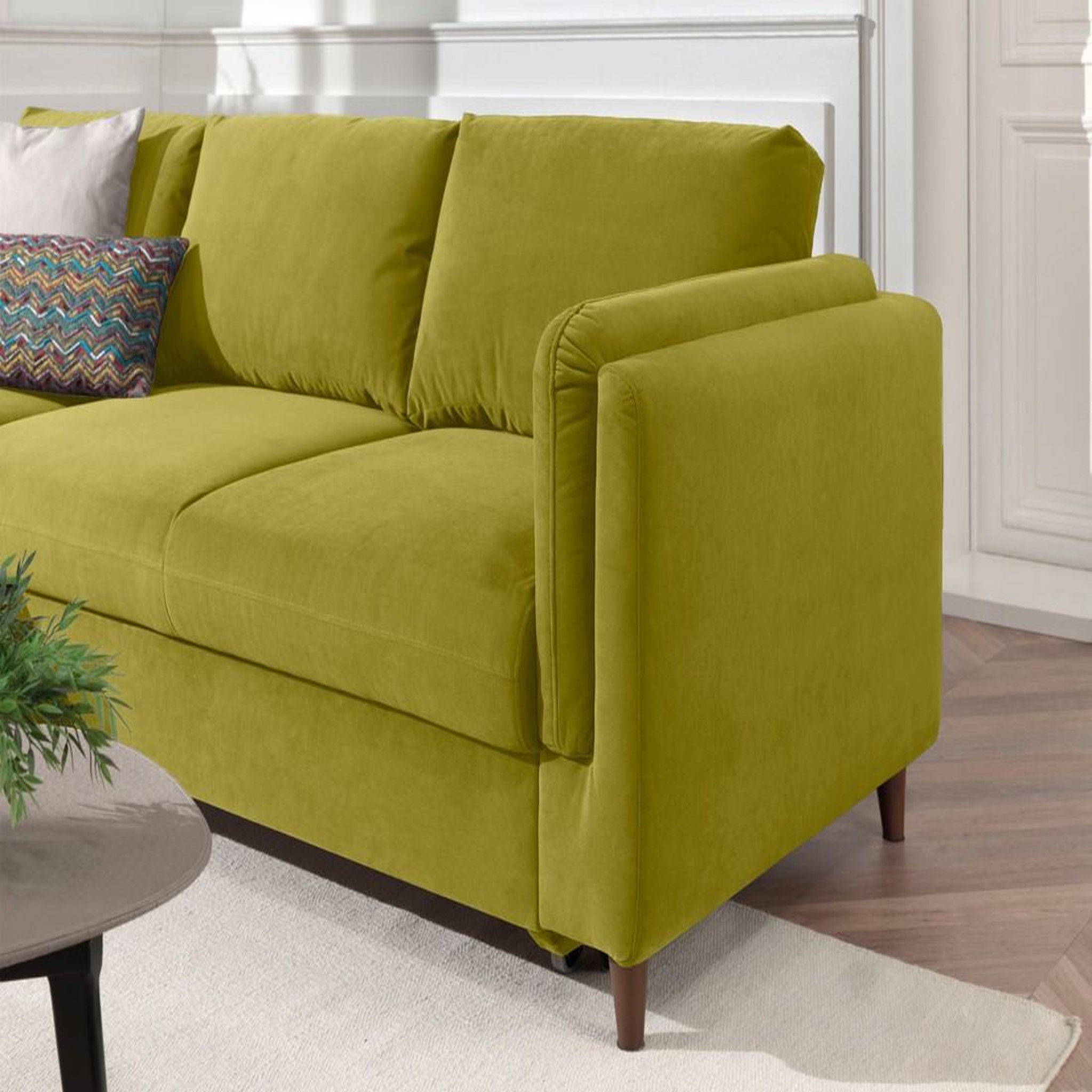 Voir la diapositive 5 : BEST MOBILIER Brooke - canapé d'angle gauche - convertible avec coffre - 4 places - en velours