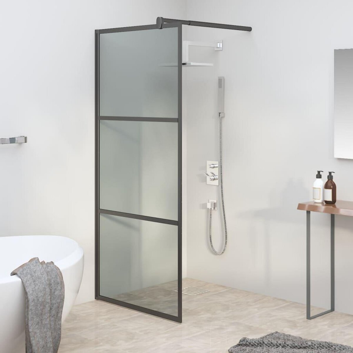 VIDAXL Paroi de douche 90x195 cm Verre ESG fonce Noir