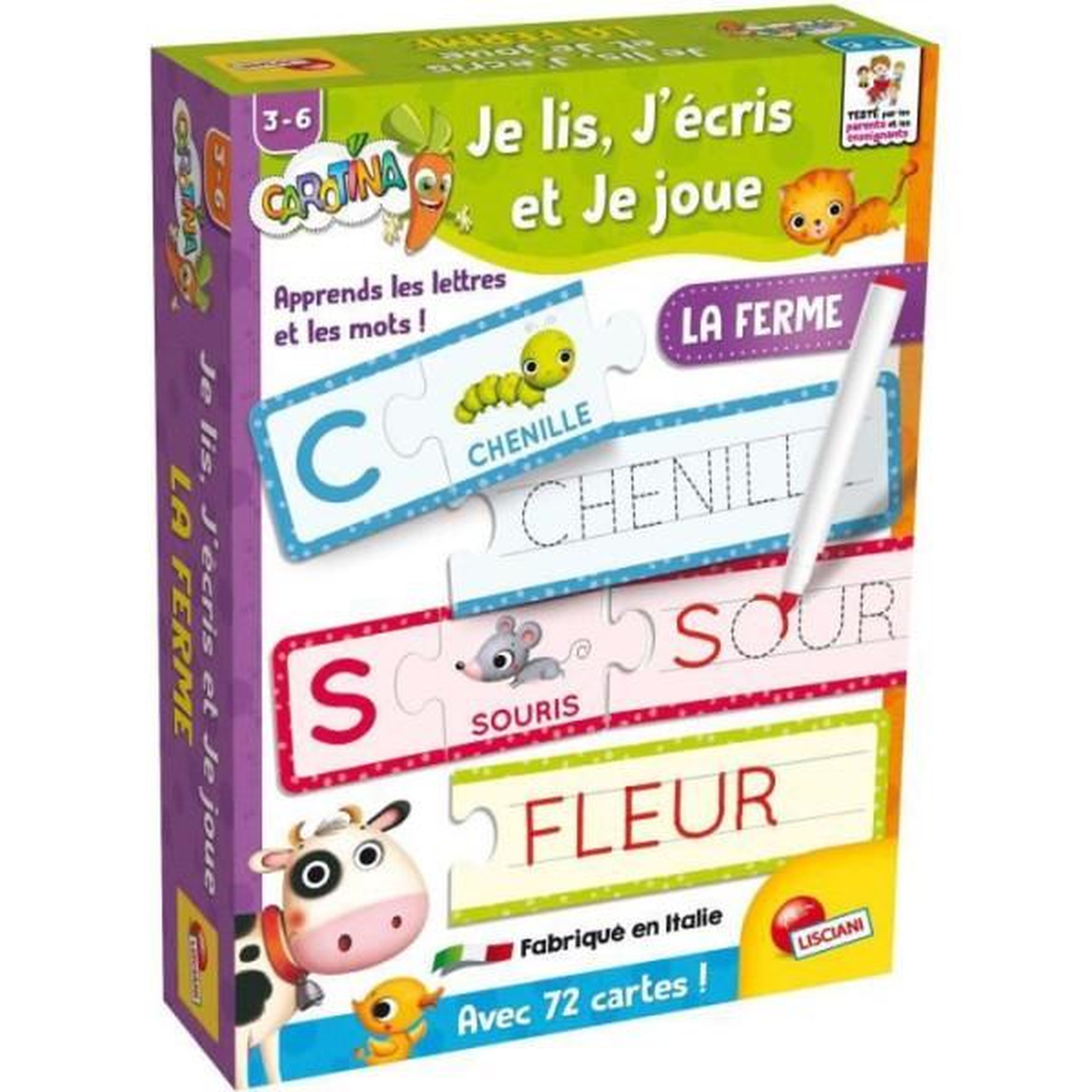 LISCIANI GIOCHI Je Lis, J'Écris et Je Joue - La Ferme - Jeu éducatif - CAROTINA BABY - Apprentissage de la lecture et de l'écriture