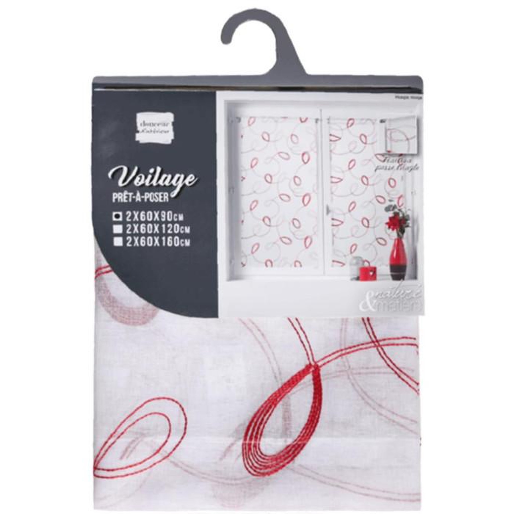 Voir la diapositive 4 : Paris Prix Paire de Voilages  Hoops  60x90cm Rouge