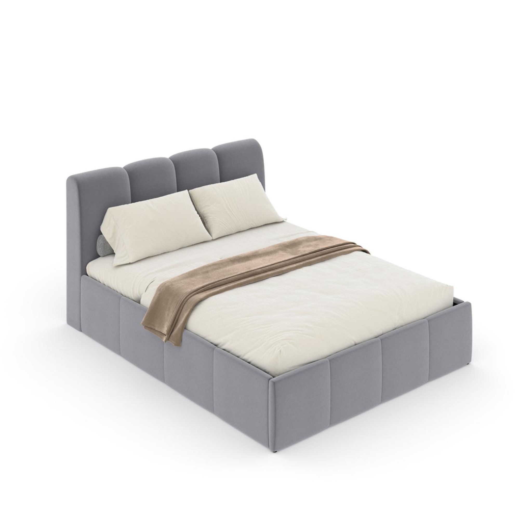 Voir la diapositive 6 : CONCEPT USINE Lit coffre style nuage led 160x200cm velours gris baltimore