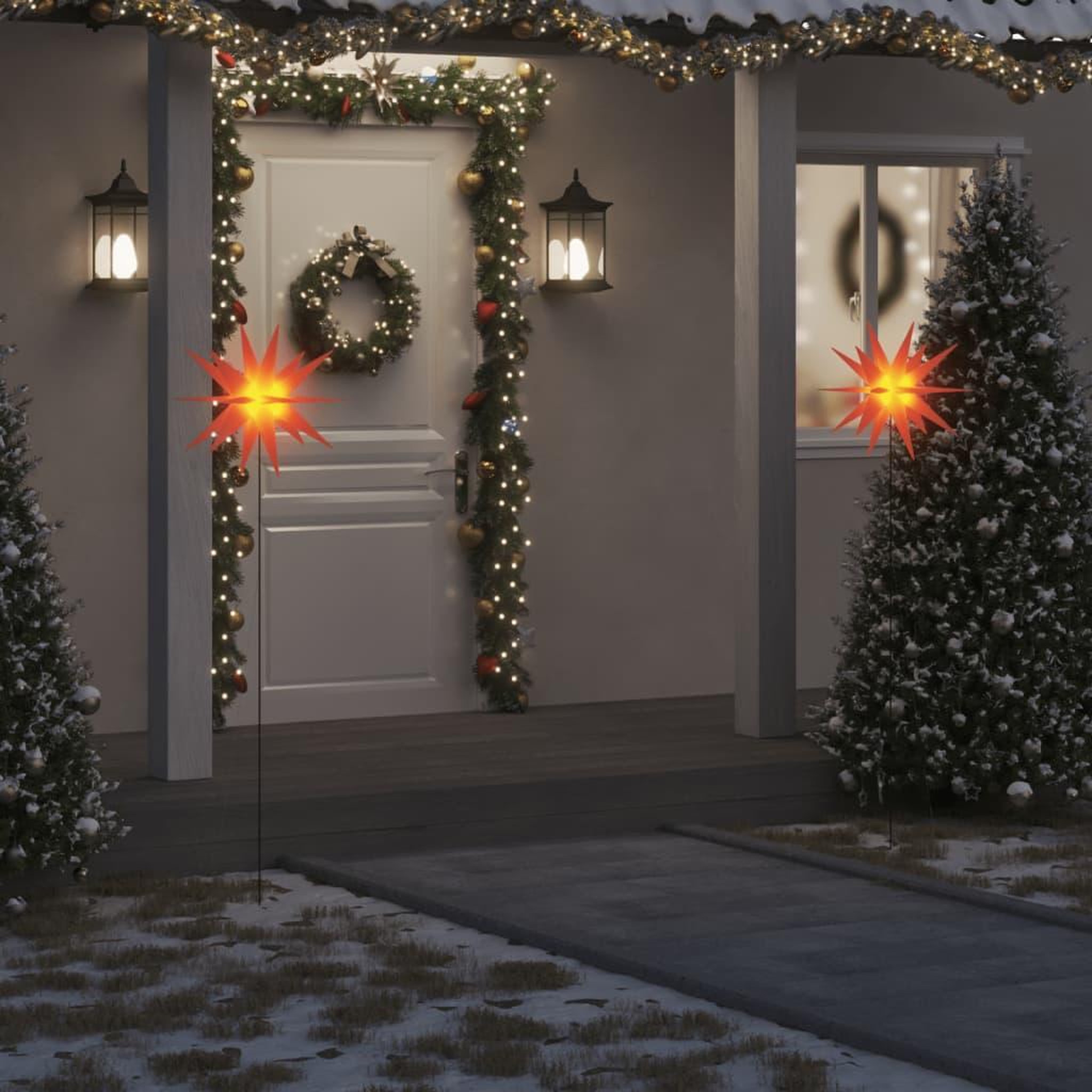 VIDAXL Lumieres de Noël avec piquets 3 pcs LED pliable rouge 57 cm