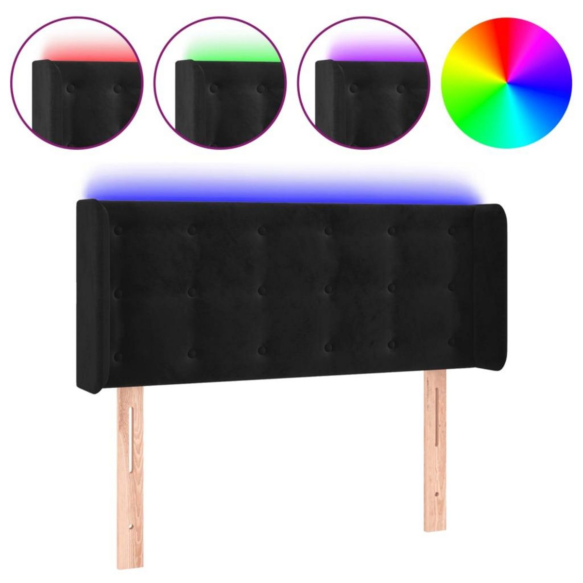 VIDAXL Tete de lit a LED Noir 93x16x78/88 cm Velours