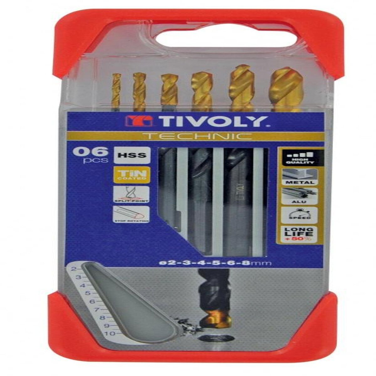 TIVOLY Lot de 6 forets à métal, TIVOLY, diam.2 à 8 mm