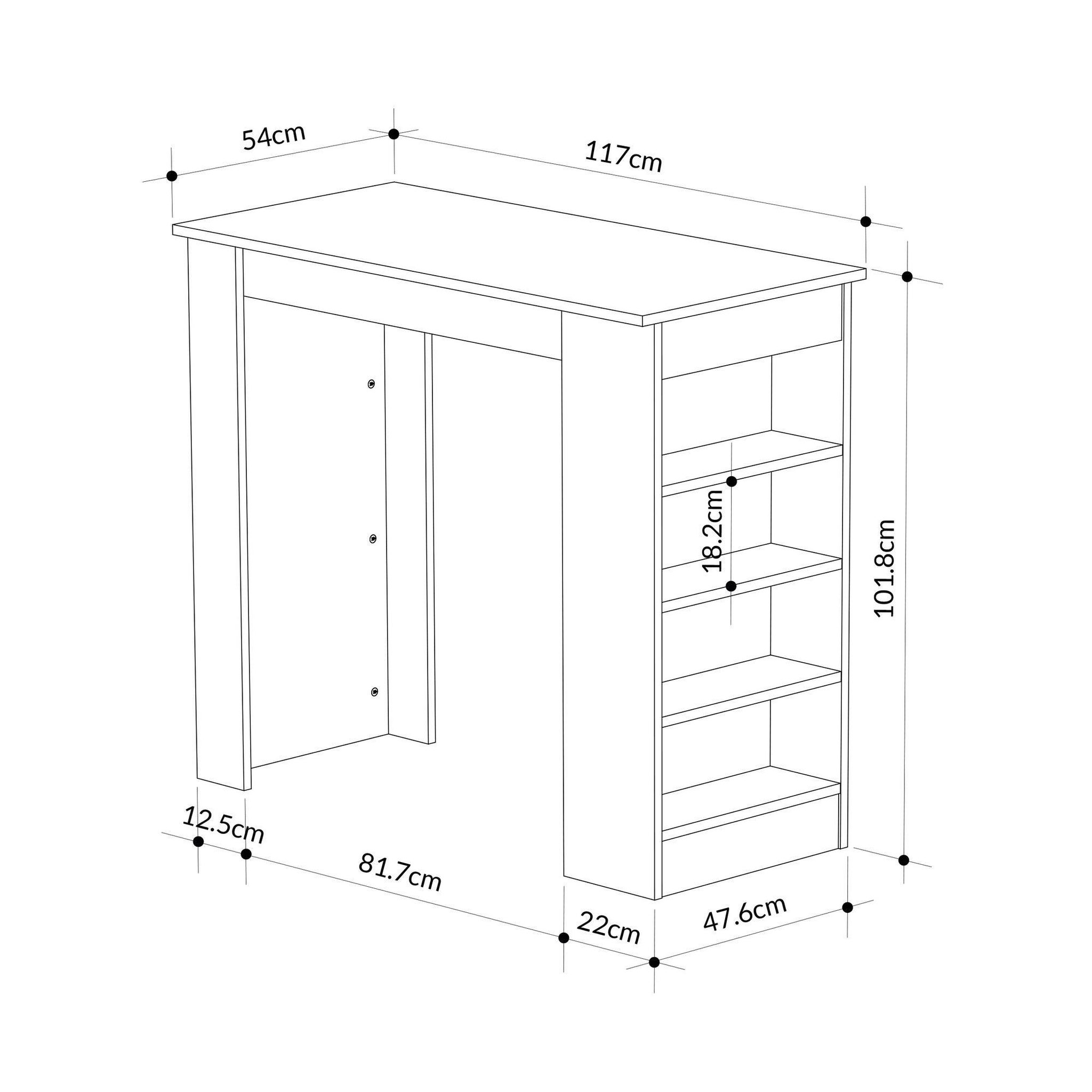 Voir la diapositive 4 : Habitat et Jardin Table de bar en bois  swallow  117 x 54 x 102 cm - bendir