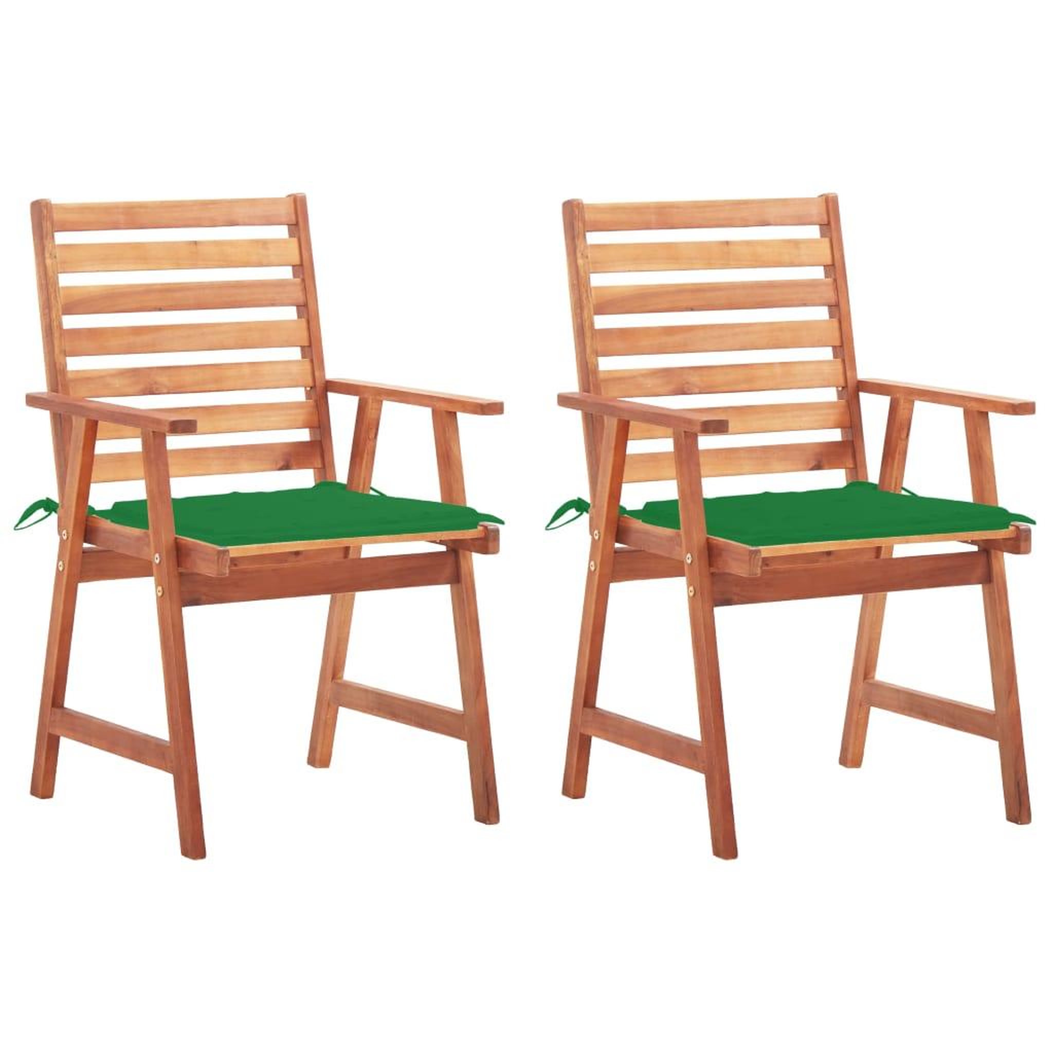 Voir la diapositive 1 : VIDAXL Chaises a manger d'exterieur lot de 2 et coussins Acacia massif