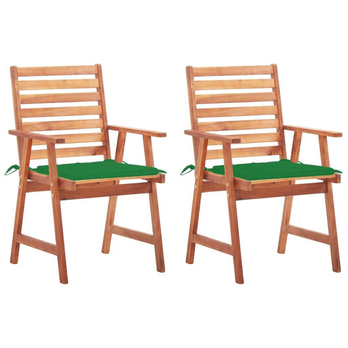 VIDAXL Chaises a manger d'exterieur lot de 2 et coussins Acacia massif