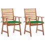 Voir la diapositive 1 : VIDAXL Chaises a manger d'exterieur lot de 2 et coussins Acacia massif