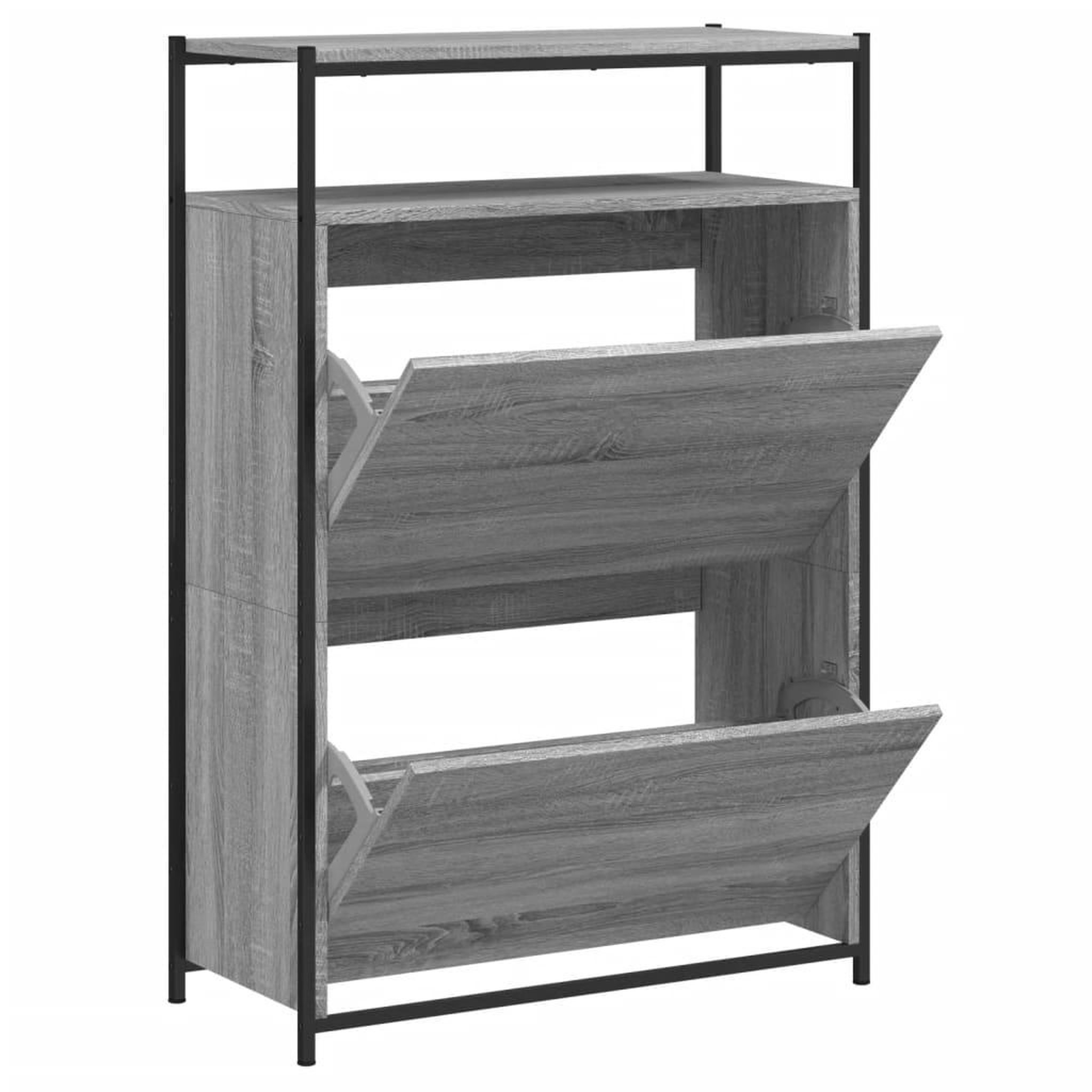 Voir la diapositive 2 : VIDAXL Armoire a chaussures sonoma gris 75x34x112 cm bois d'ingenierie