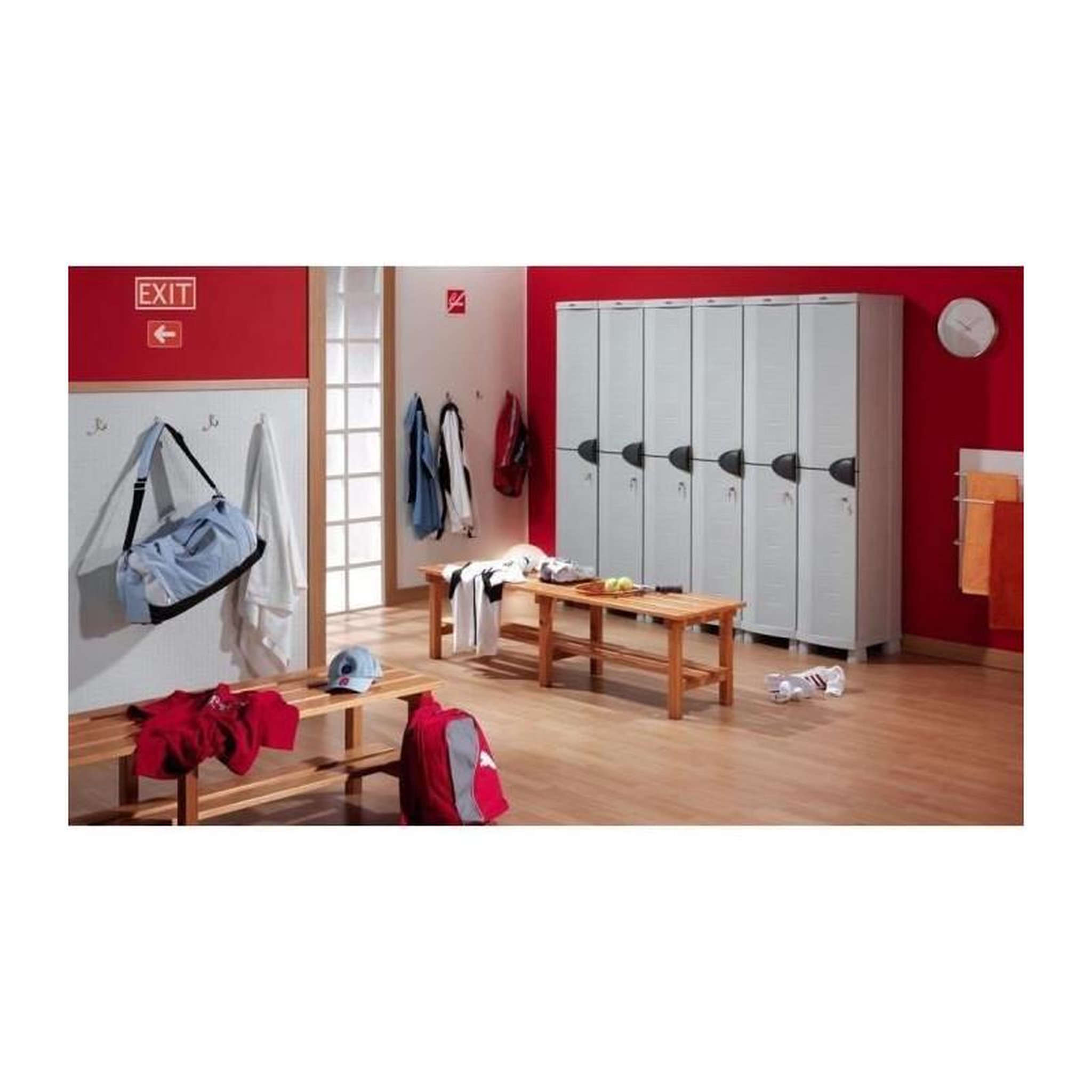 Voir la diapositive 4 : PLASTIKEN SPACESAVER 35 PLASTIKEN Armoire haute 1 Porte avec etageres - l 35 x p 45 x h 184 cm - Gamme Space SAVER - Interieur et Exterieu