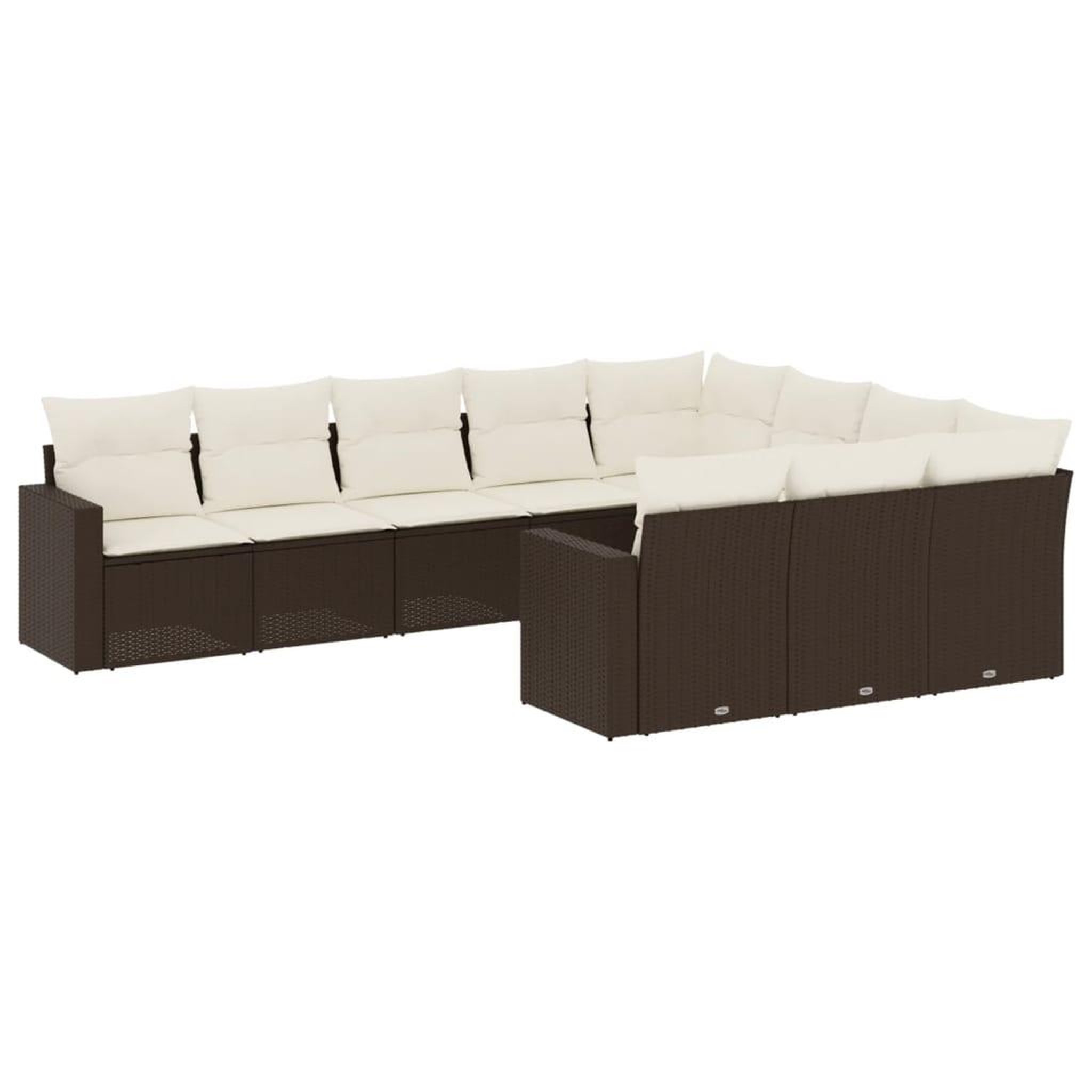 Voir la diapositive 2 : VIDAXL Salon de jardin 10 pcs avec coussins marron resine tressee