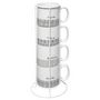 Voir la diapositive 1 : SECRET DE GOURMET Lot de 4 Mugs & Rack Design  Life  24cl Blanc