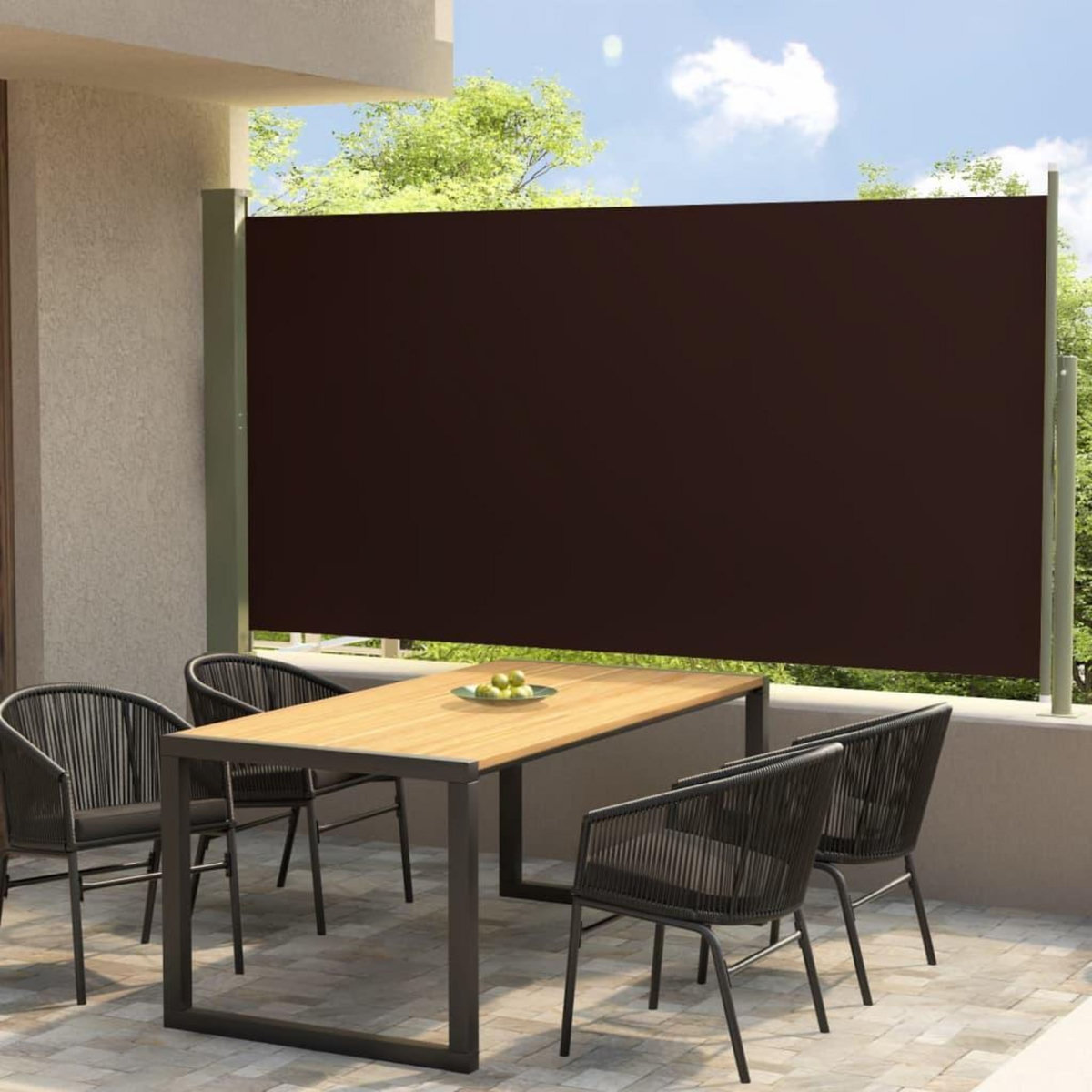 VIDAXL Auvent lateral retractable de patio 160x300 cm Marron
