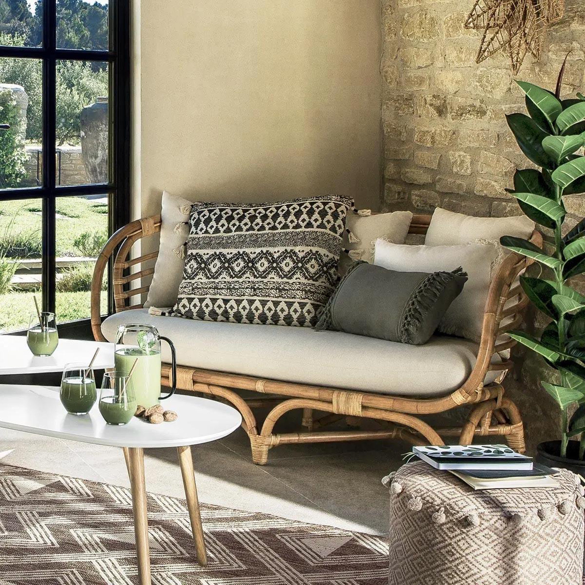 Voir la diapositive 4 : ATMOSPHERA Canapé 2 places en rotin  farah  143cm naturel