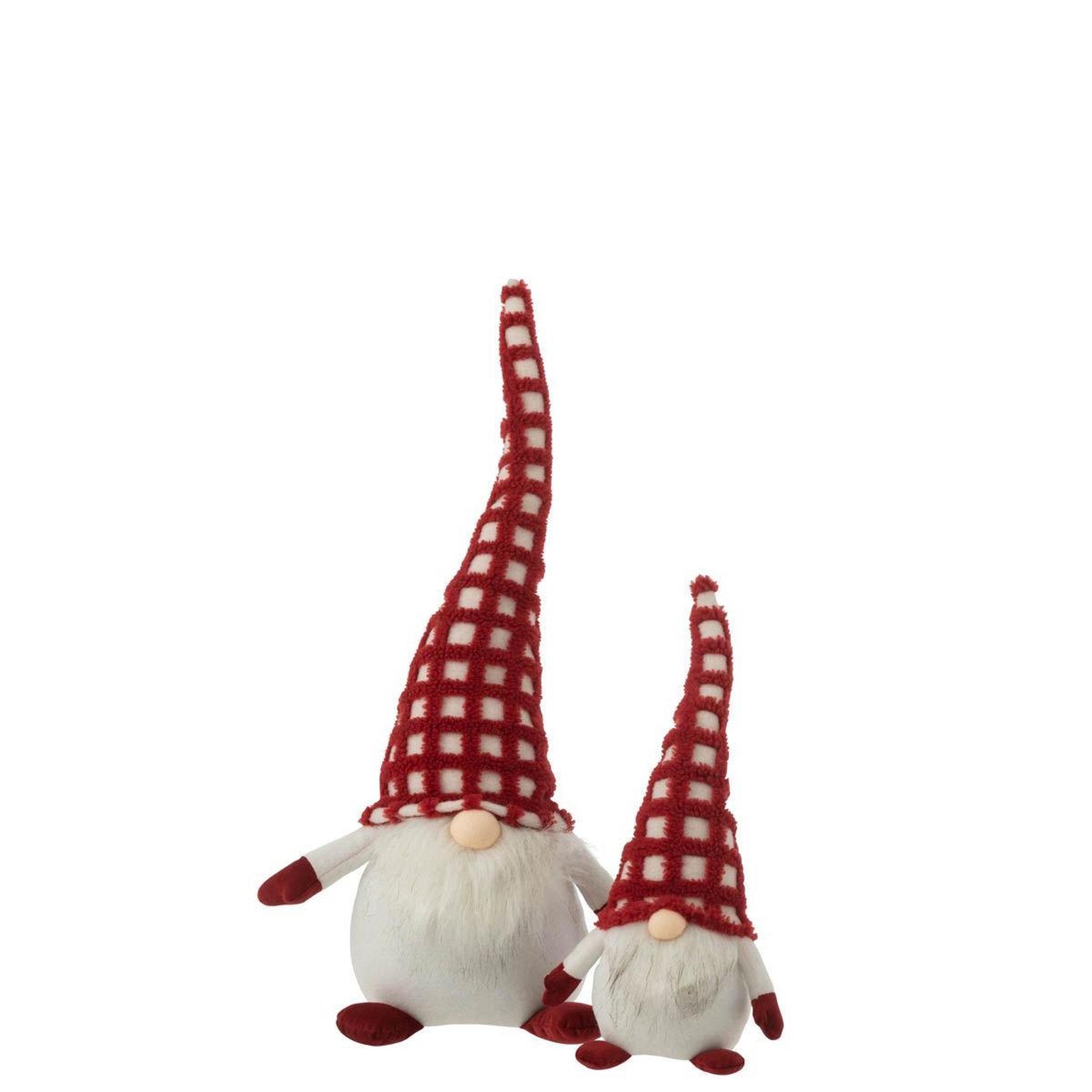 Voir la diapositive 2 : J-LINE Statue déco lutin  chapeau à carreaux  63cm rouge