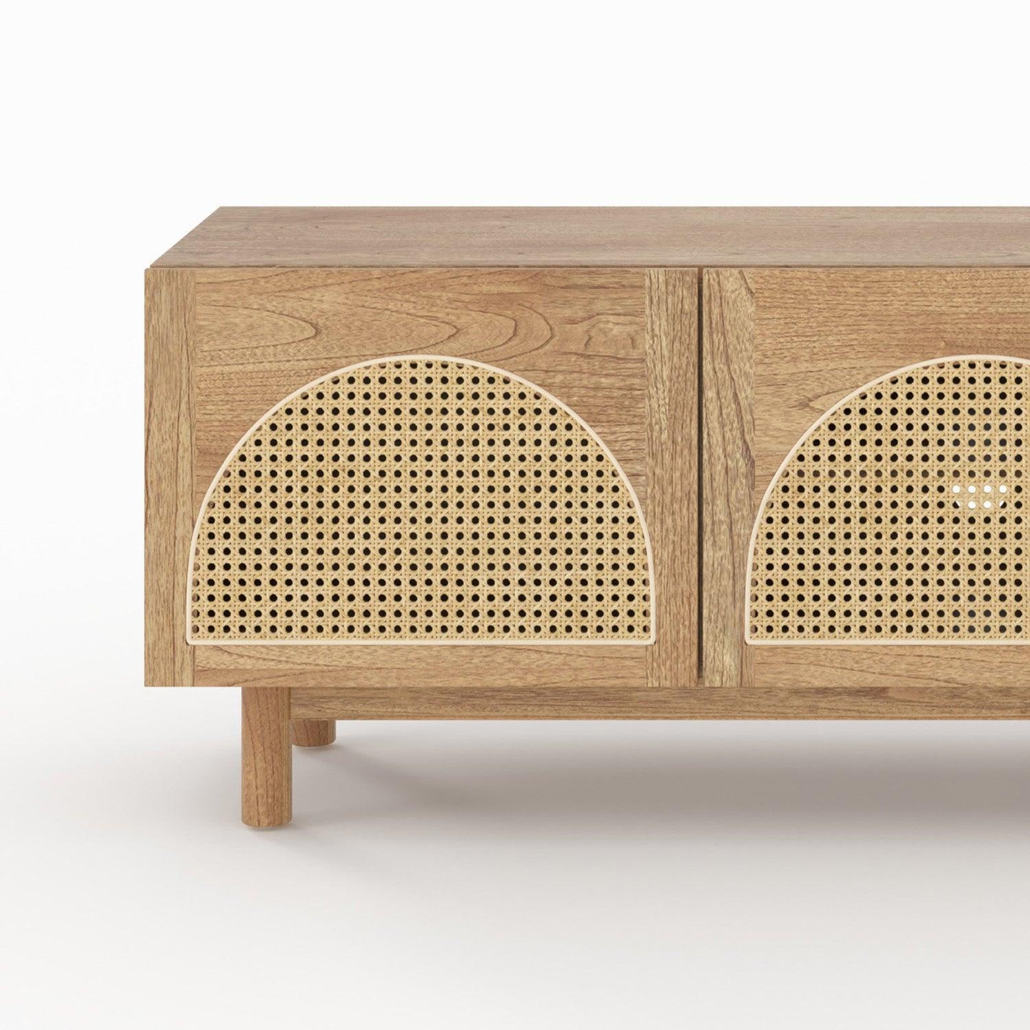 Voir la diapositive 5 : MAISON PAVANE Meuble tv en bois massif de mindi et rotin 160 cm-delya