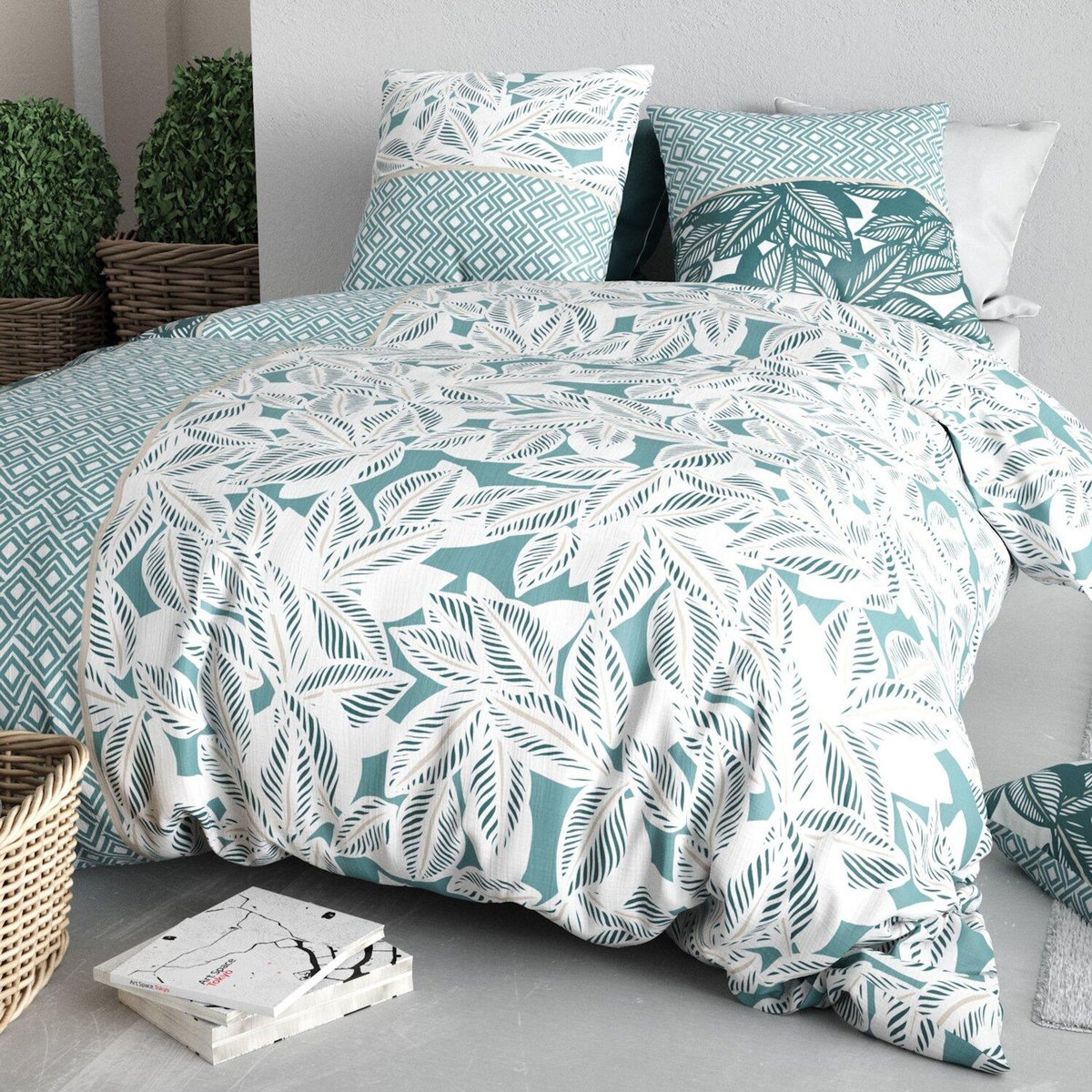 ATELIER DU COTON Parure Housse De Couette 100% Coton 57fils Foliage