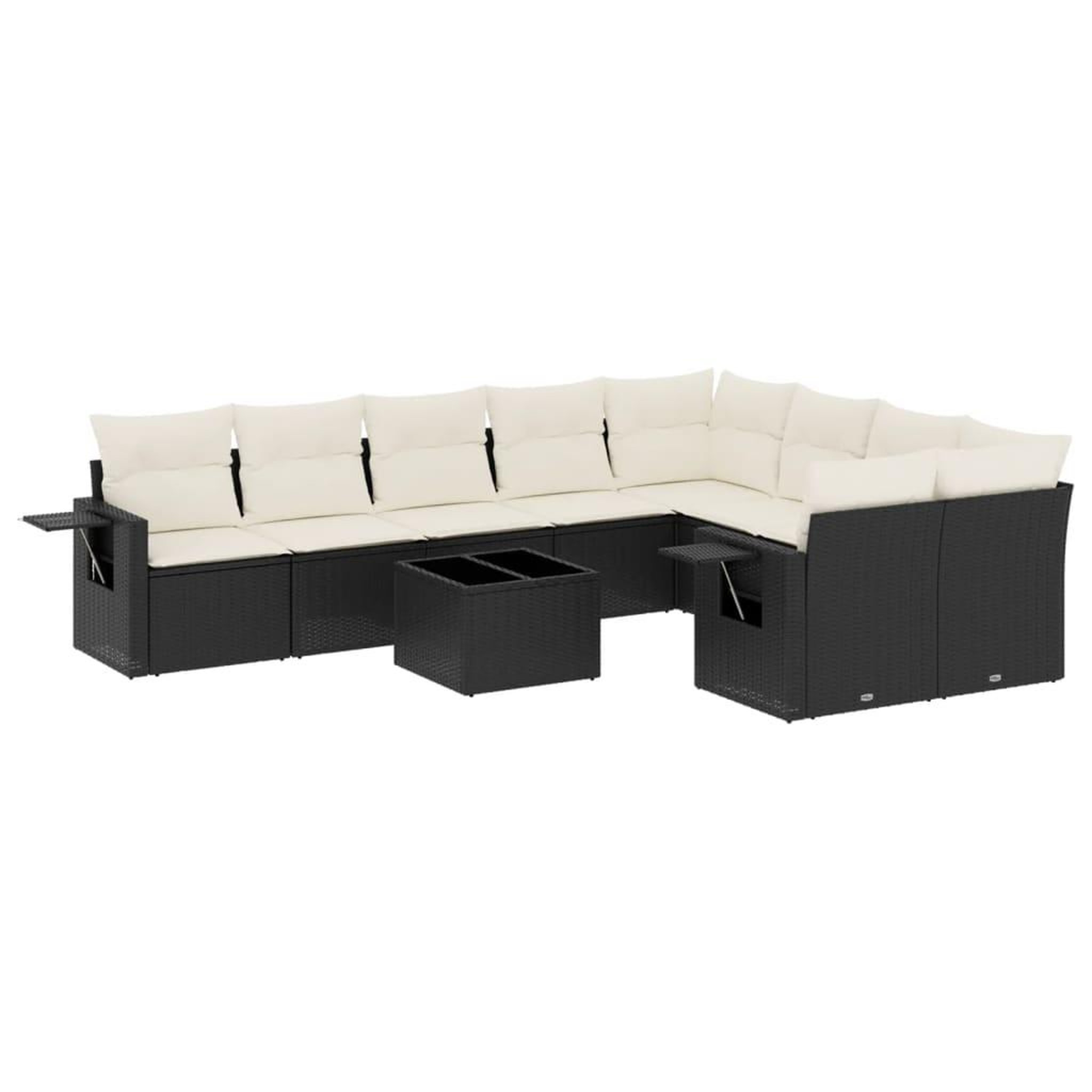 Voir la diapositive 2 : VIDAXL Salon de jardin 10 pcs avec coussins noir resine tressee
