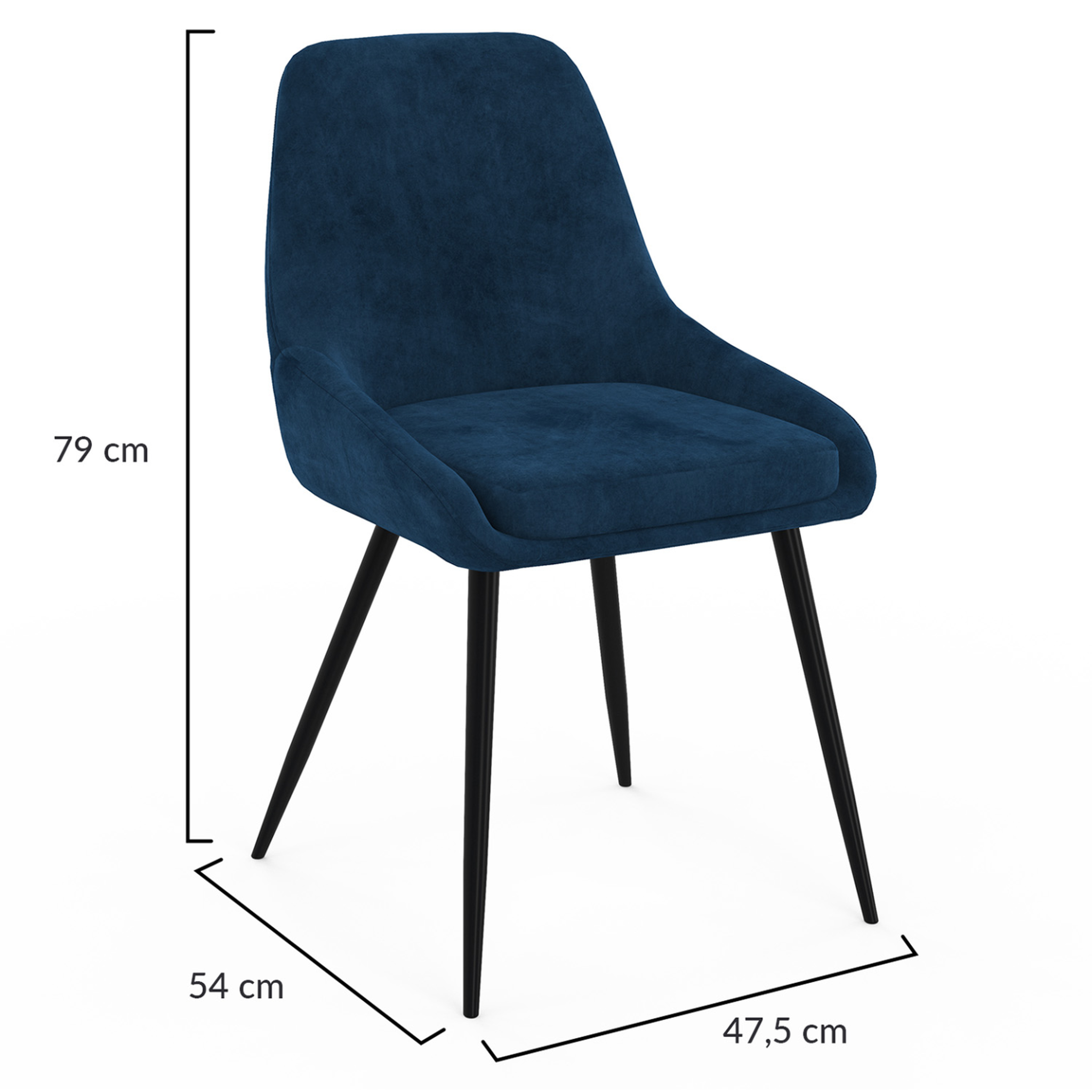 Voir la diapositive 6 : ID MARKET Lot de 4 chaises thalya en velours bleu avec accoudoirs