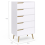 Voir la diapositive 5 : ID MARKET Chiffonnier 5 tiroirs HELSINKI 60 cm scandinave blanc commode semainier