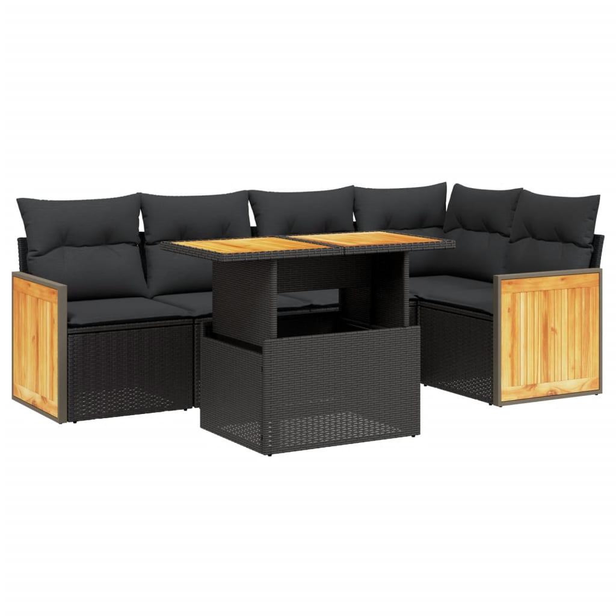Voir la diapositive 2 : VIDAXL Salon de jardin 6 pcs avec coussins noir resine tressee