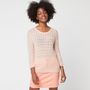 Voir la diapositive 1 : IN EXTENSO Pull col rond orange avec détails ajourés femme