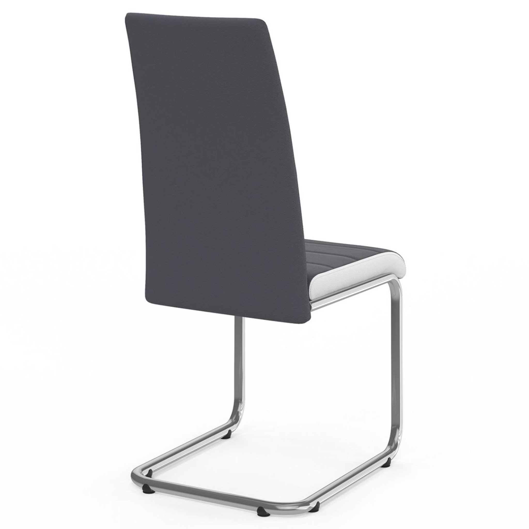 Voir la diapositive 5 : ID MARKET Lot de 4 chaises mia grises liseré blanc pour salle à manger