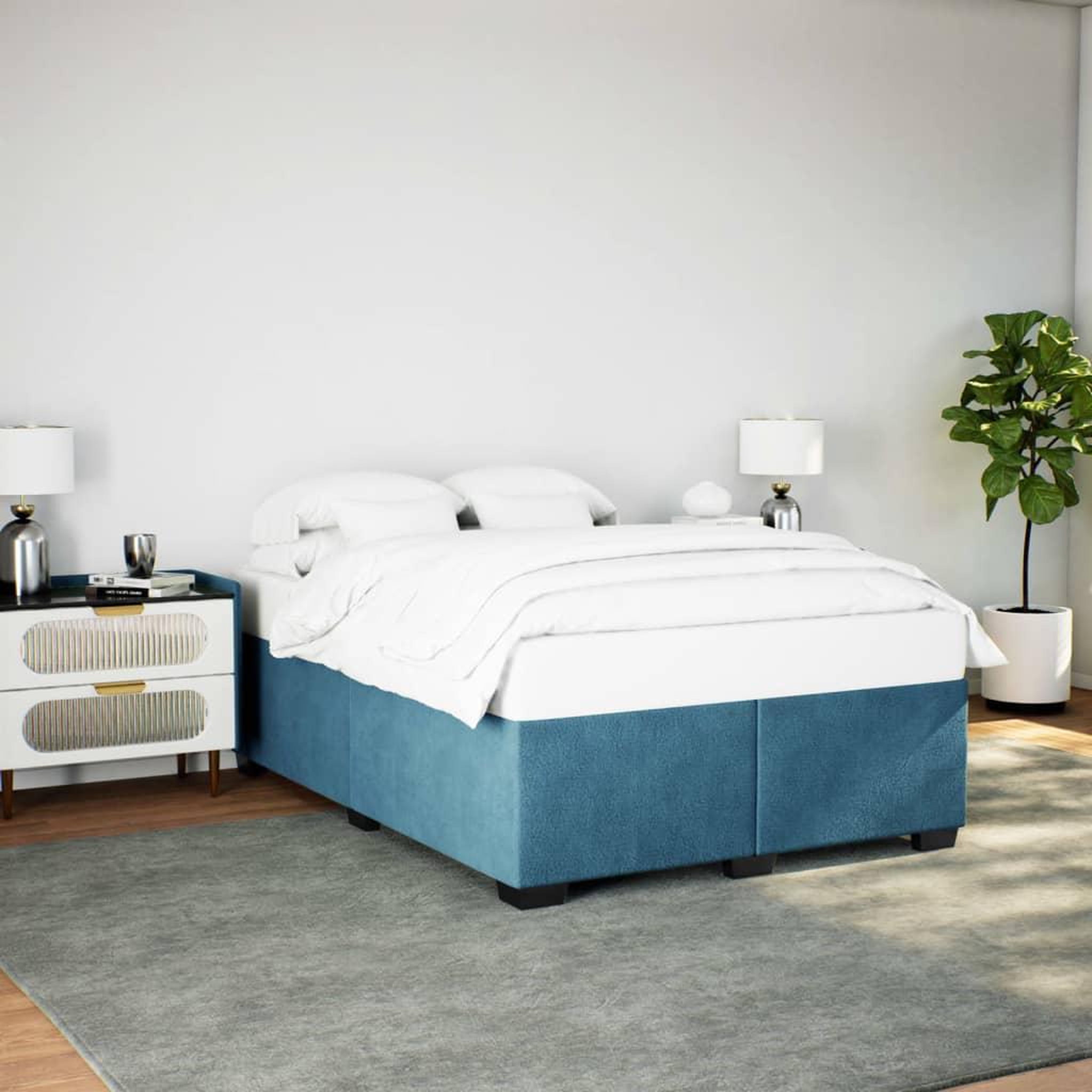 VIDAXL Cadre de lit sans matelas bleu 140x190 cm velours