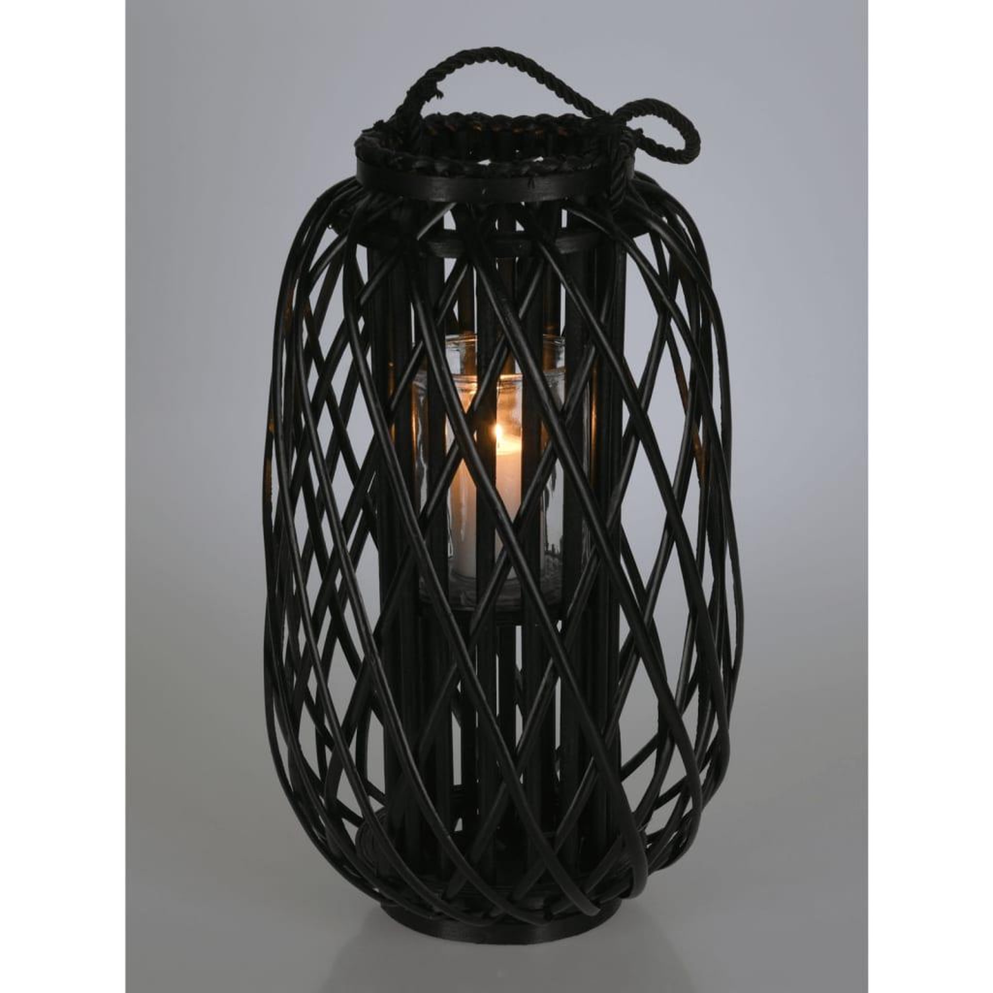 Voir la diapositive 1 : H&S Collection H&S Collection Lanterne Roseau 50x28 cm Noir