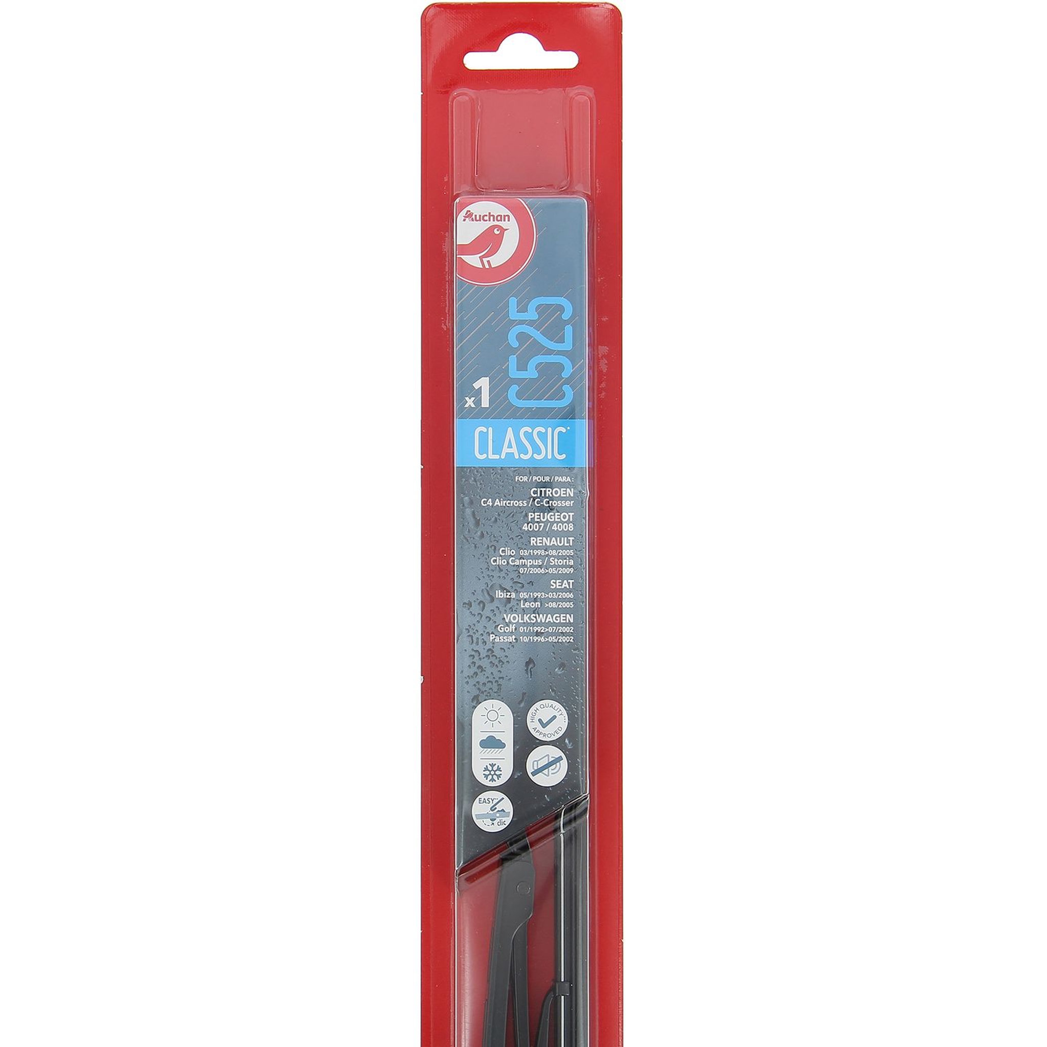 AUCHAN Balai d'essuie-glace C525 53cm pour CITROEN PEUGEOT RENAULT SEAT VOLKSWAGEN