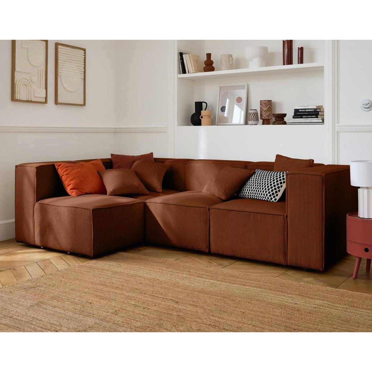 LISA DESIGN Arty - canapé modulable d'angle gauche 4 places - en velours côtelé