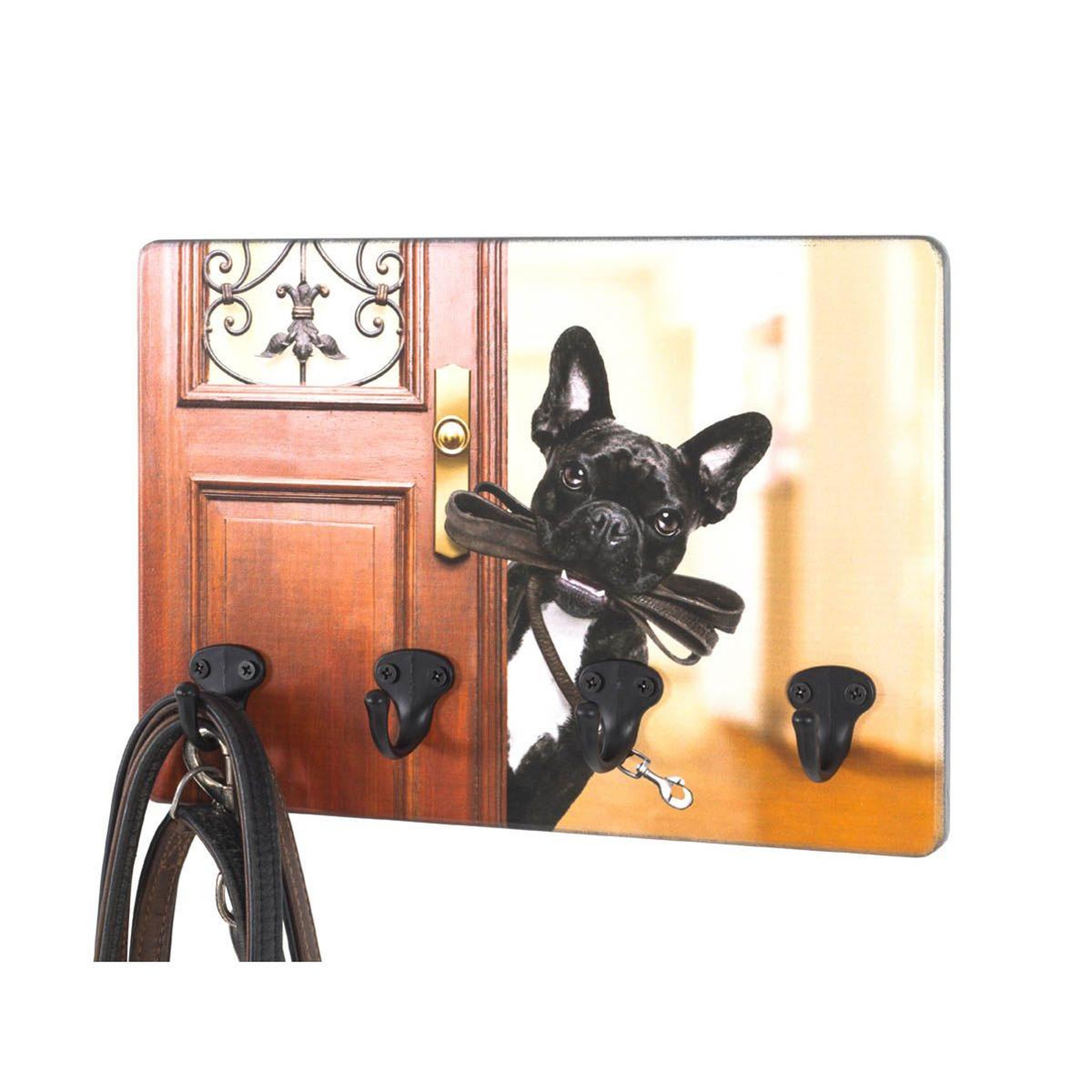 Voir la diapositive 2 : Paris Prix Porte-clés mural  chien  30cm marron & noir