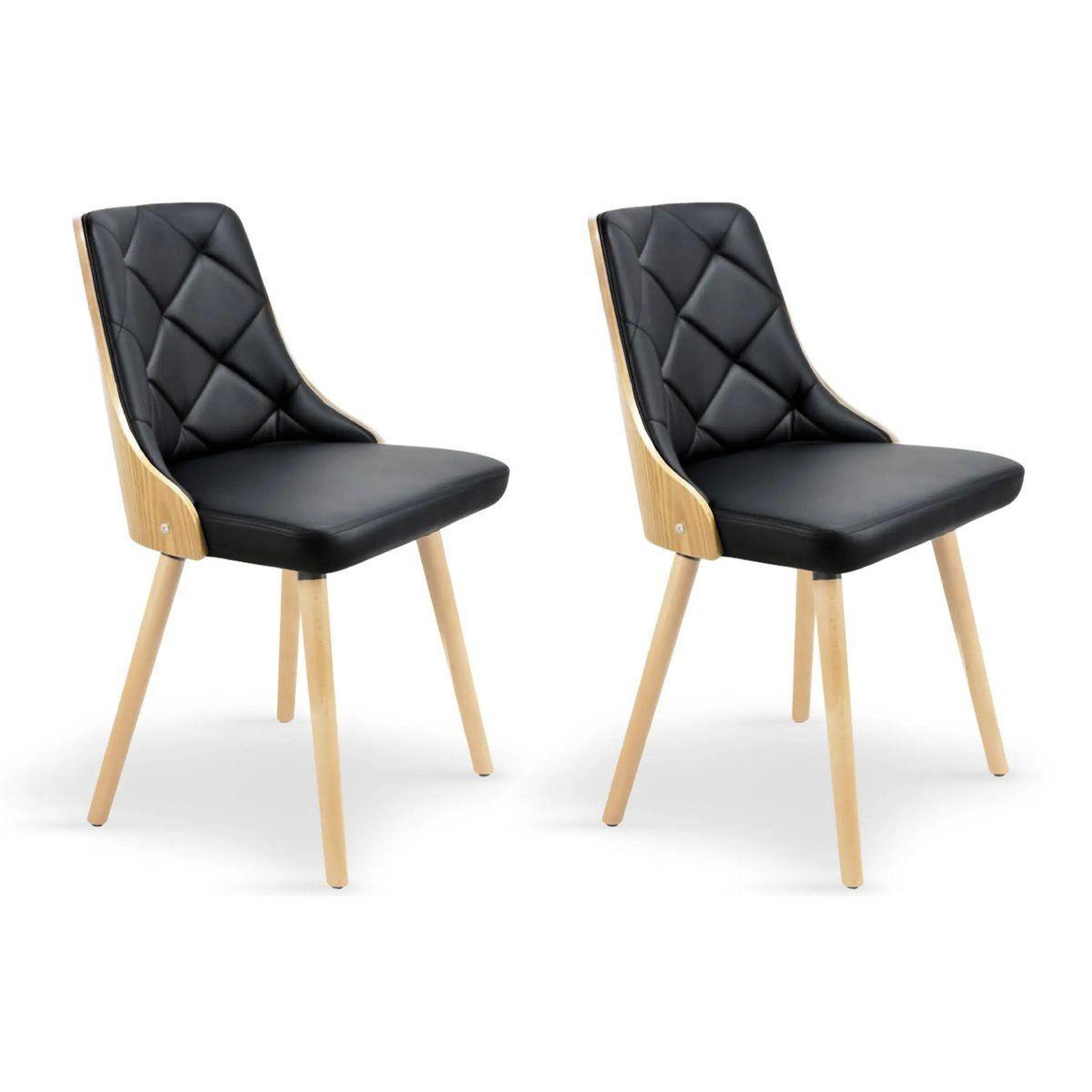 Voir la diapositive 2 : Paris Prix Lot de 4 chaises scandinave  cargo  79cm chêne & noir