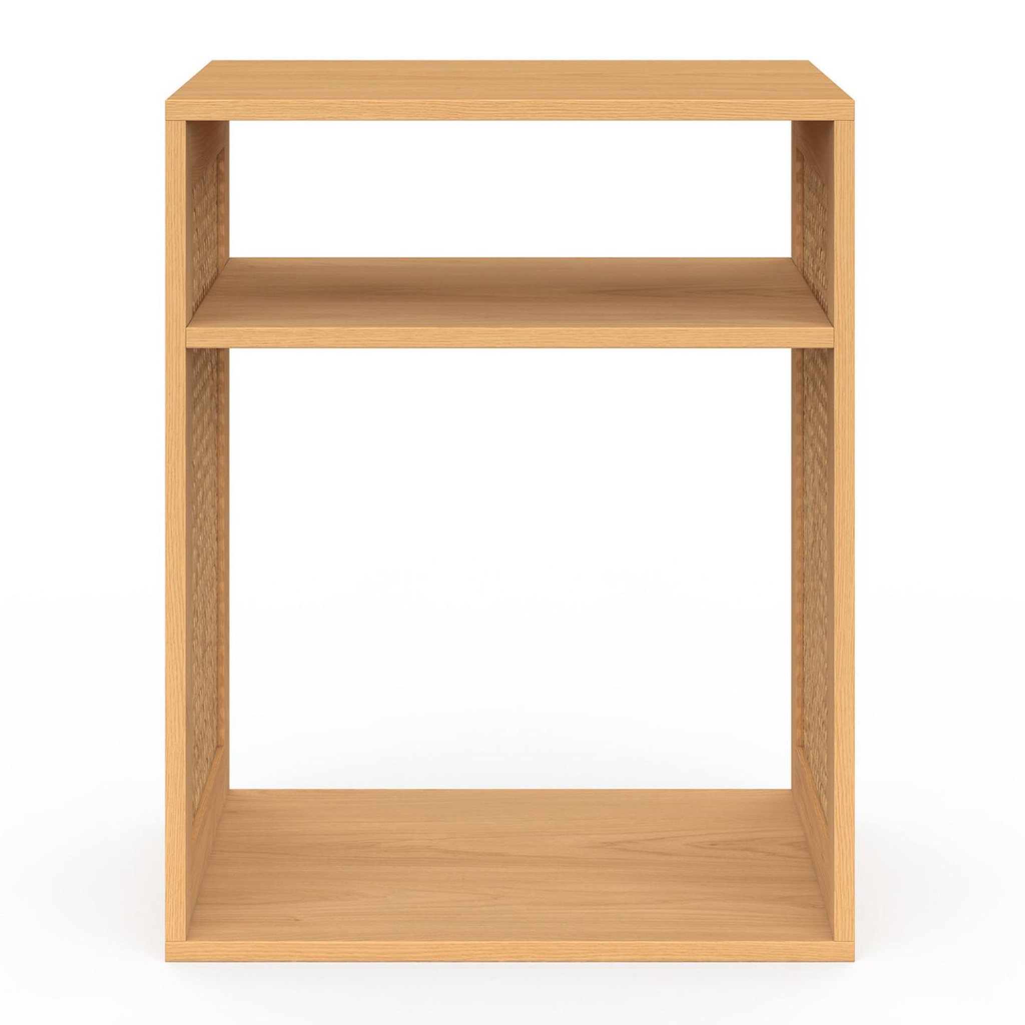Voir la diapositive 3 : ID MARKET Lot de 2 tables de chevet nora avec rangements ouverts cannage et bois