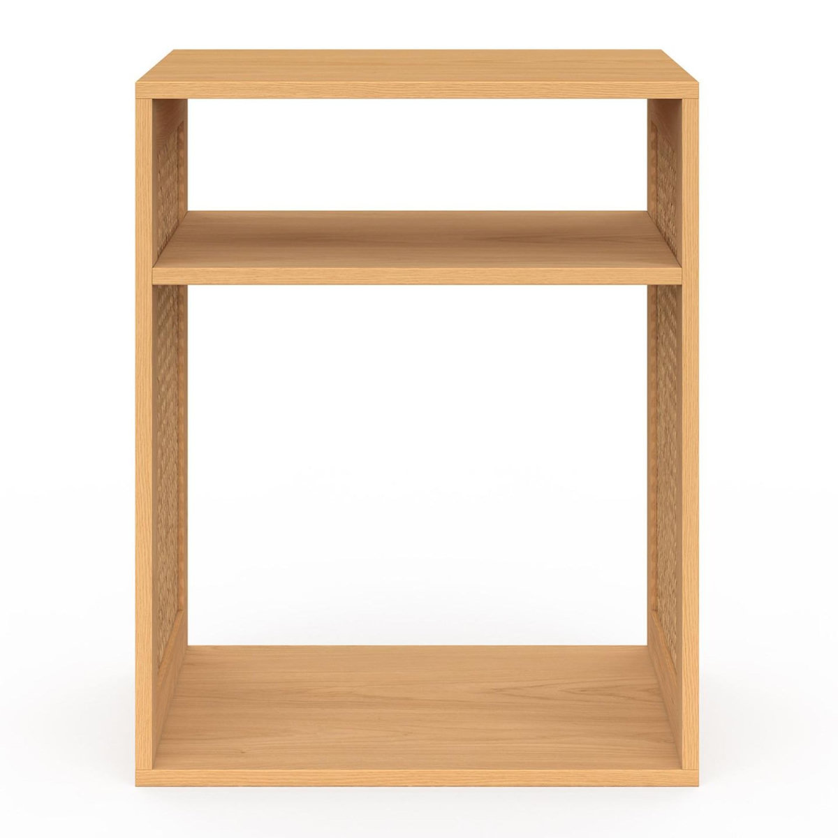 ID MARKET Lot de 2 tables de chevet NORA avec rangements ouverts cannage et bois