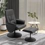 Voir la diapositive 2 : HOMCOM Fauteuil relax inclinable pivotant style contemporain avec repose-pied revêtement synthétique noir