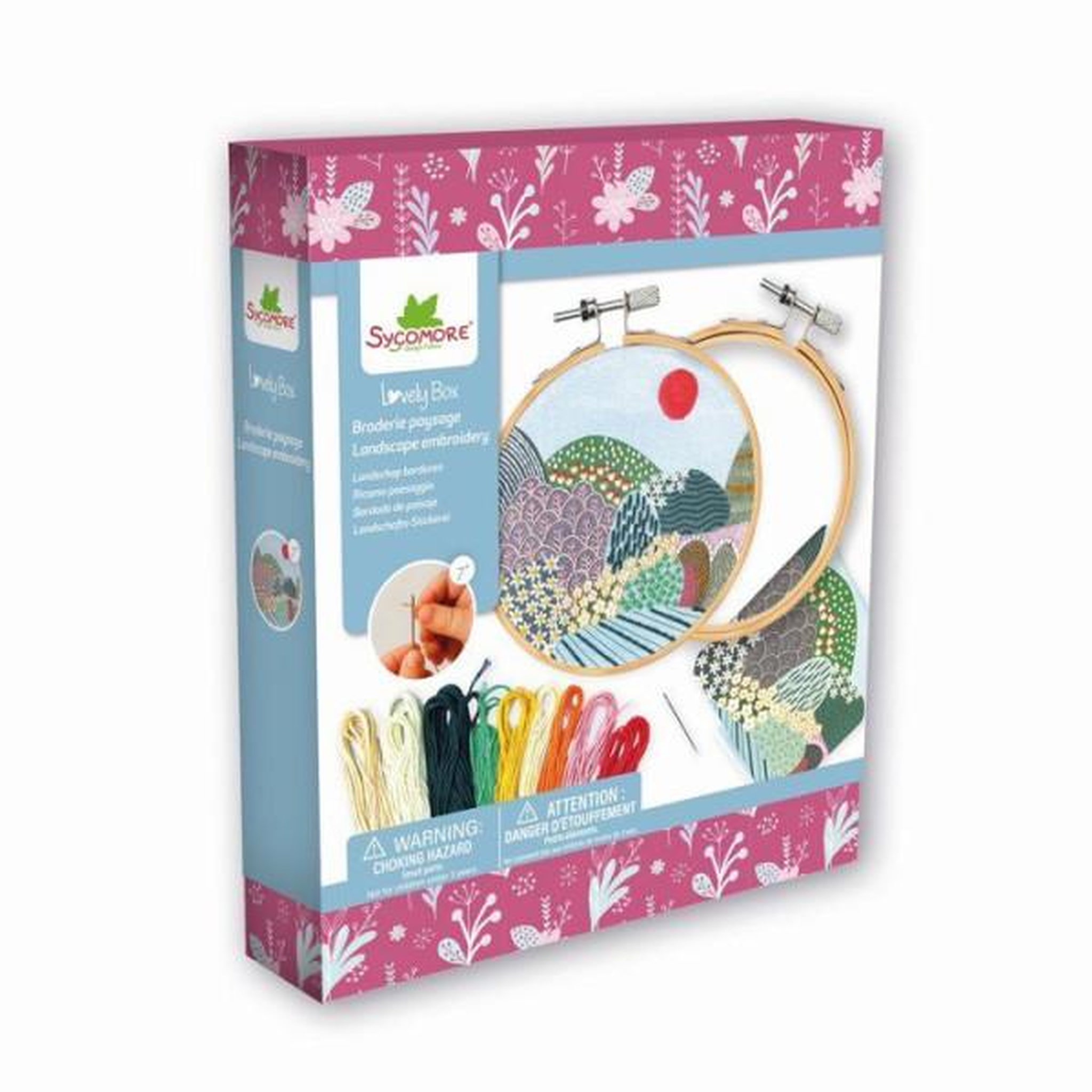 SYCOMORE Kit broderie créative - SYCOMORE - Lovely Box Broderie Paysage - Cercle a broder - Fils coton
