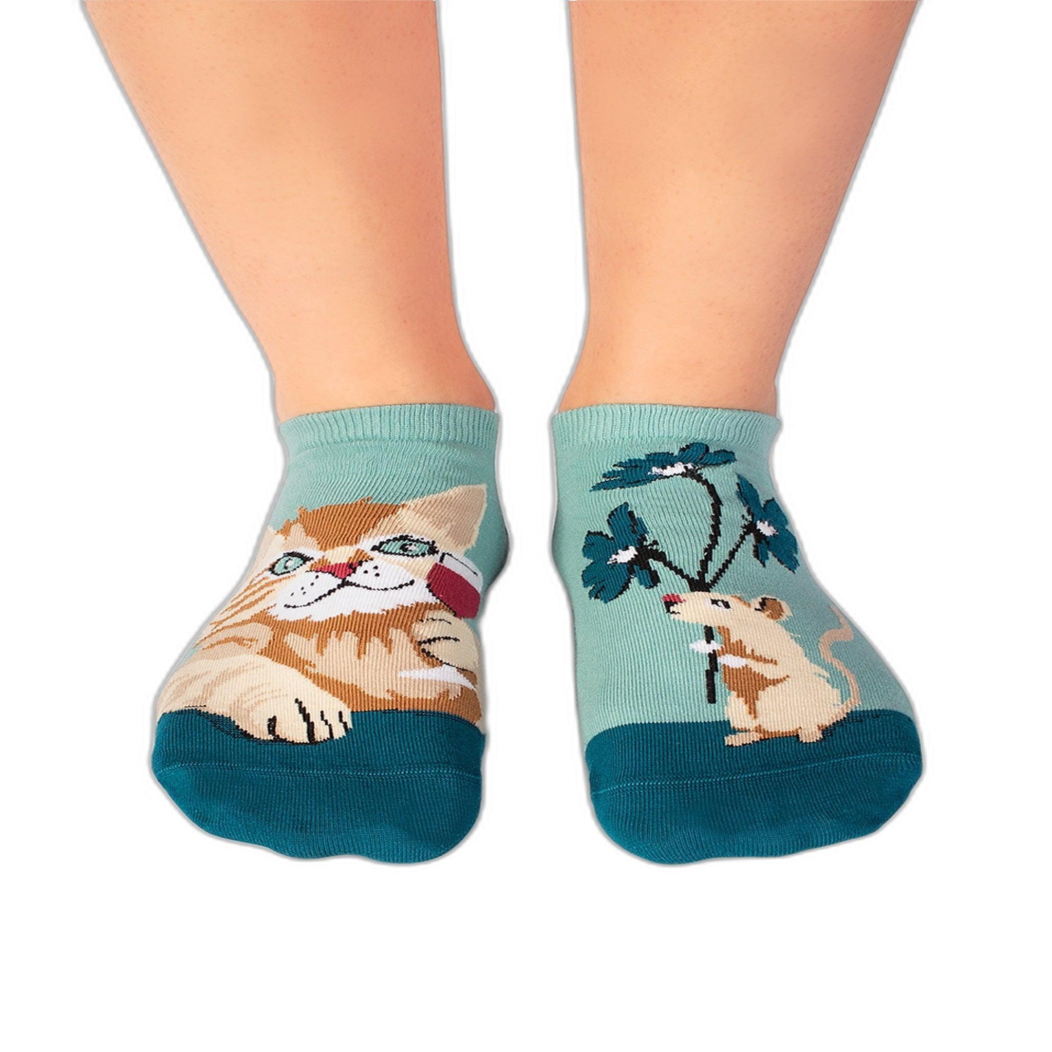 PIRIN HILL Socquettes arty chats & souris. Coloris disponibles : Multicolore