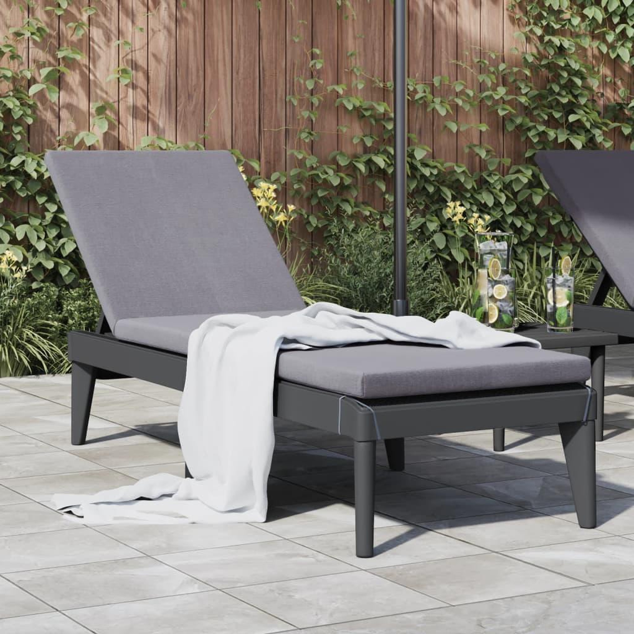 VIDAXL Chaise longue anthracite 186x60x29 cm PP