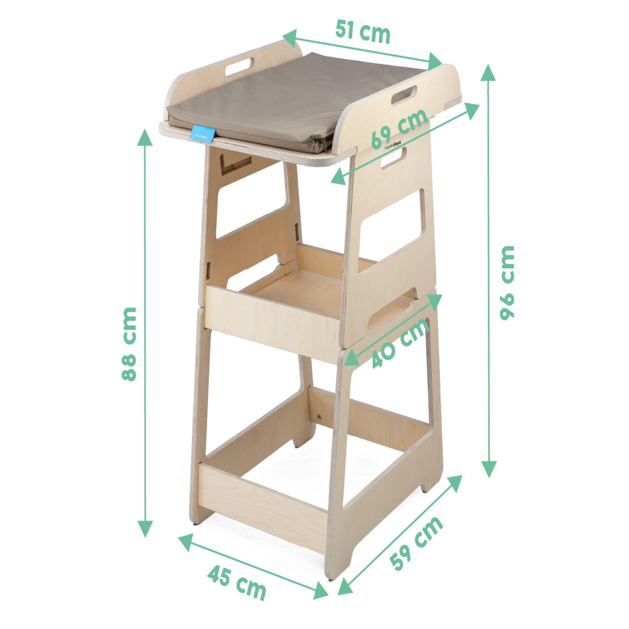 Voir la diapositive 4 : MAMATOYZ Table à langer transformable en bois Changy Bold