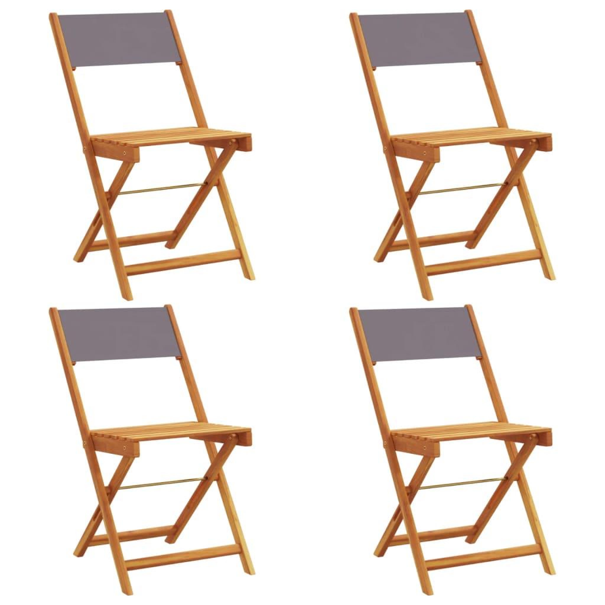 Voir la diapositive 2 : VIDAXL Chaises de jardin pliantes lot de 4 tissu et bois massif