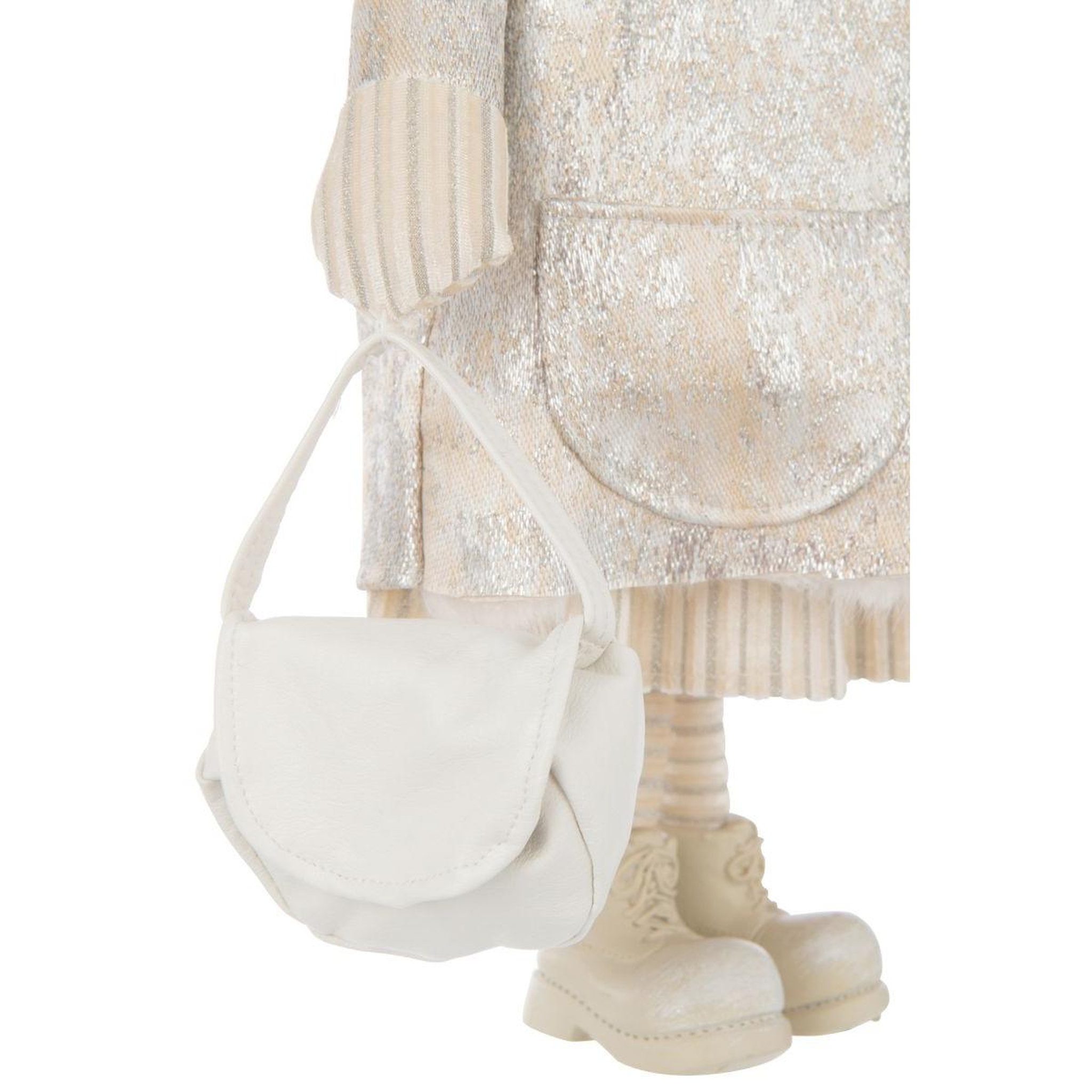 Voir la diapositive 3 : J-LINE Statuette fille en tissu  sac  46cm blanc cassé