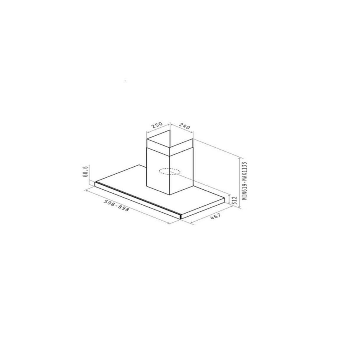 ELICA Hotte décorative inclinée 60cm 581m3/h noir - PRF0104625A