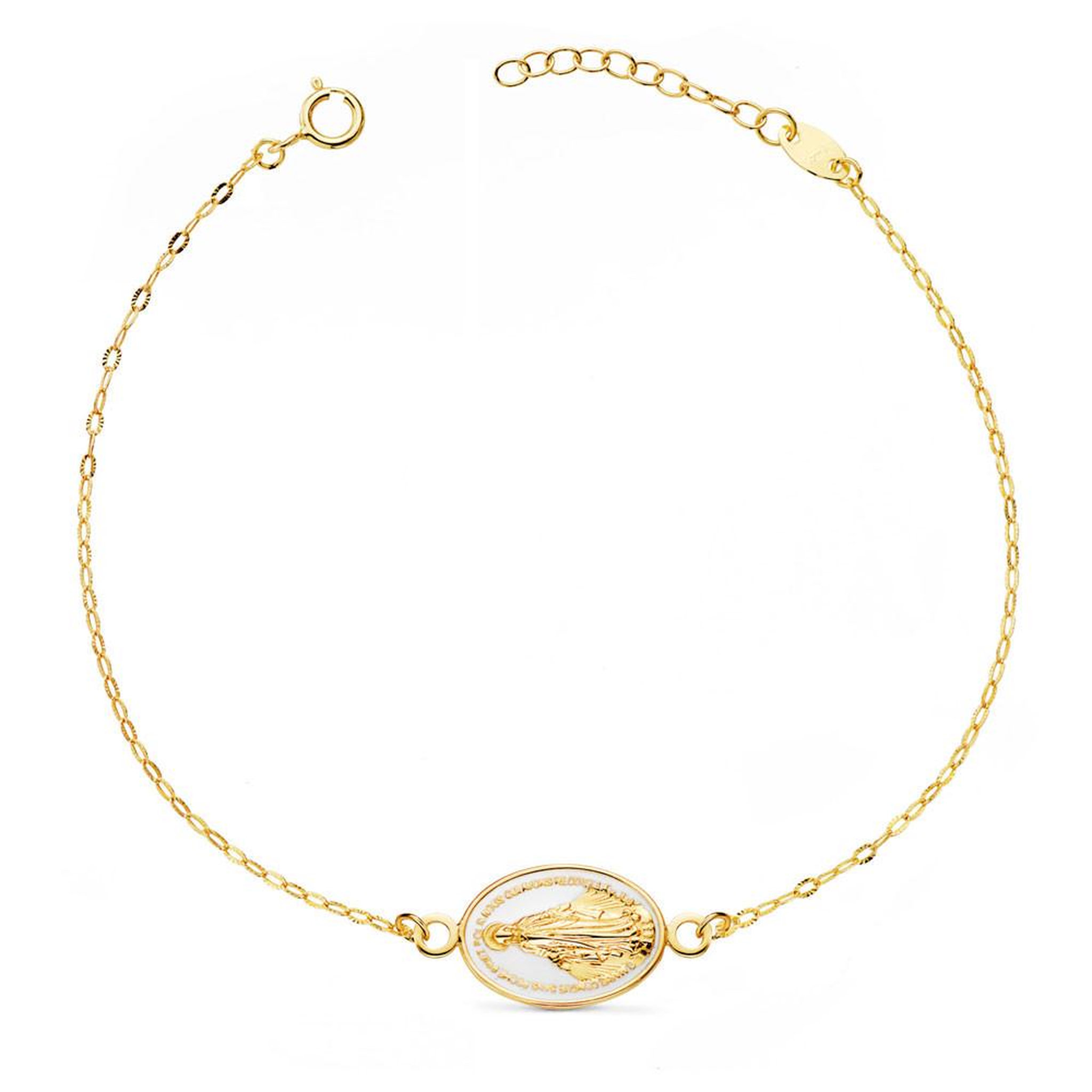 L'ATELIER D'AZUR Bracelet Or 18 Carats 750 Jaune Email - Vierge Miraculeuse