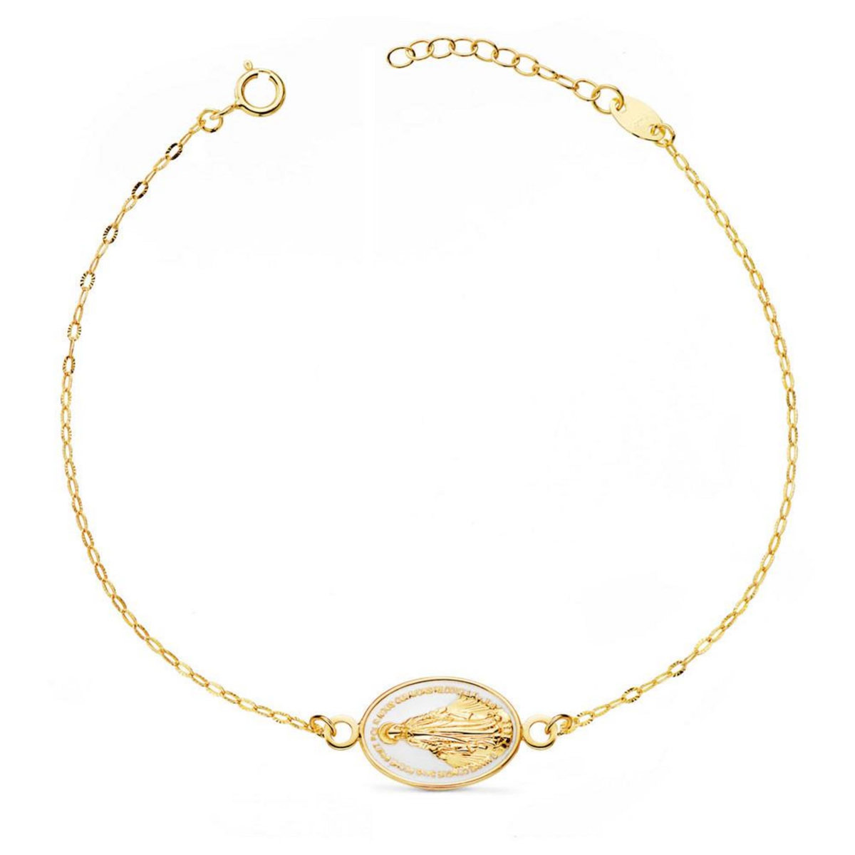 L'ATELIER D'AZUR Bracelet Or 18 Carats 750 Jaune Email - Vierge Miraculeuse